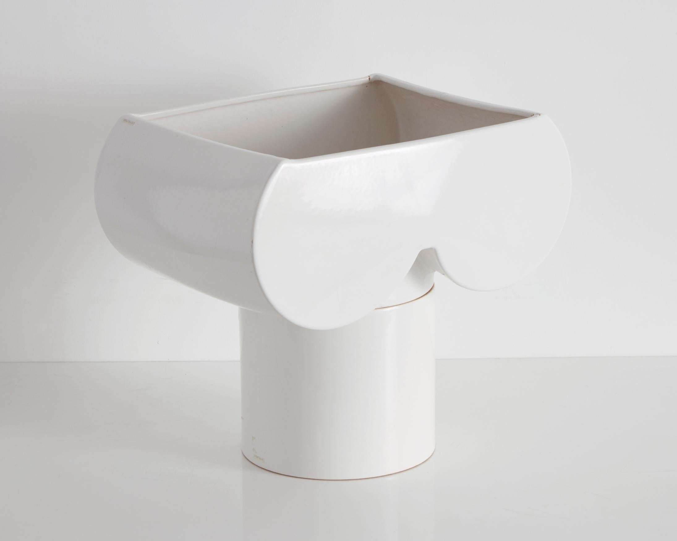 "Fioriera Cnosso" Vase in White Porcelain by Kazuhide Takahama, 1984