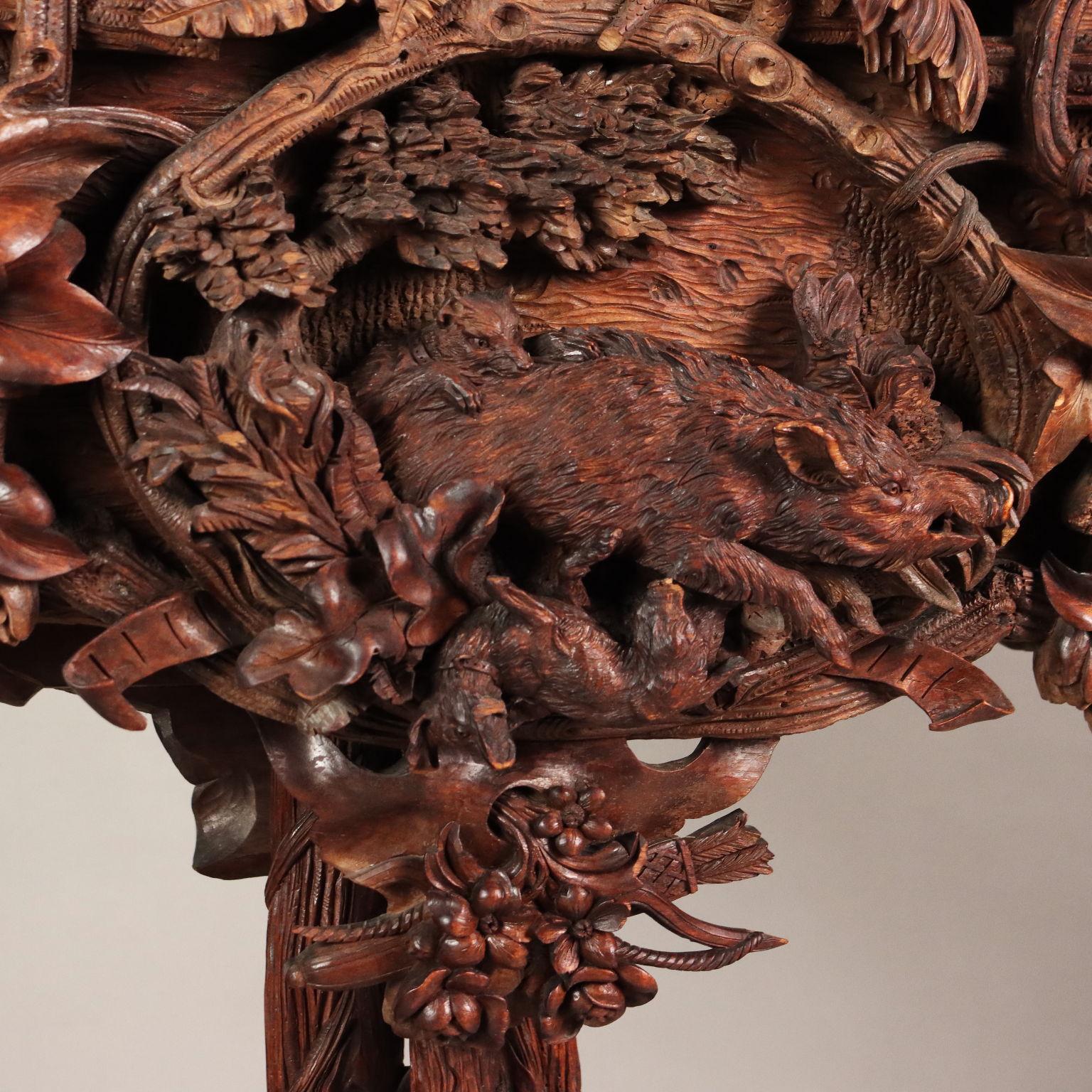 Baroque Revival Neo-Baroque Planter in Carved Wood Black Forest Switzerland Late 1800s For Sale