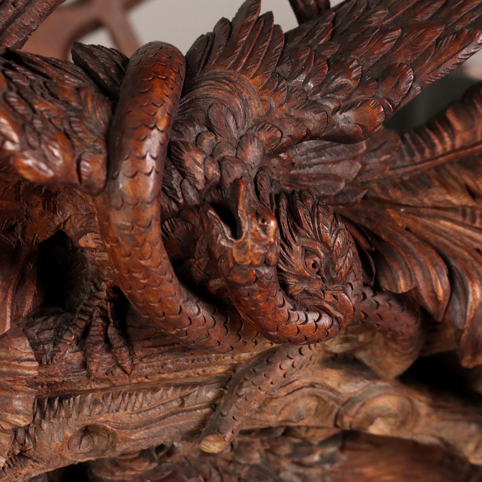 Nutwood Neo-Baroque Planter in Carved Wood Black Forest Switzerland Late 1800s For Sale