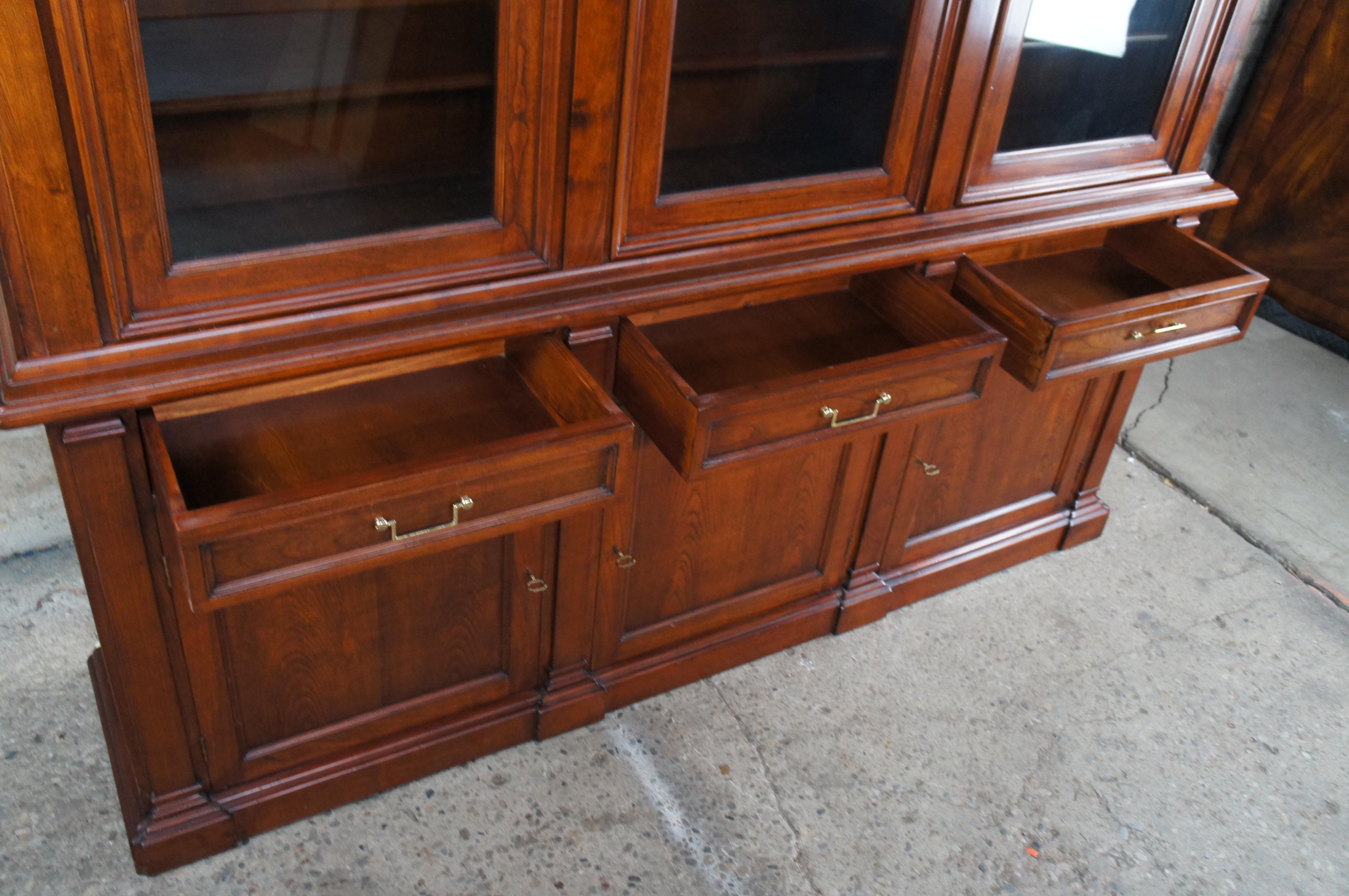 Fiorini Italian Neoclassical Cherry Arched Triple Bookcase China Display Cabinet For Sale 1