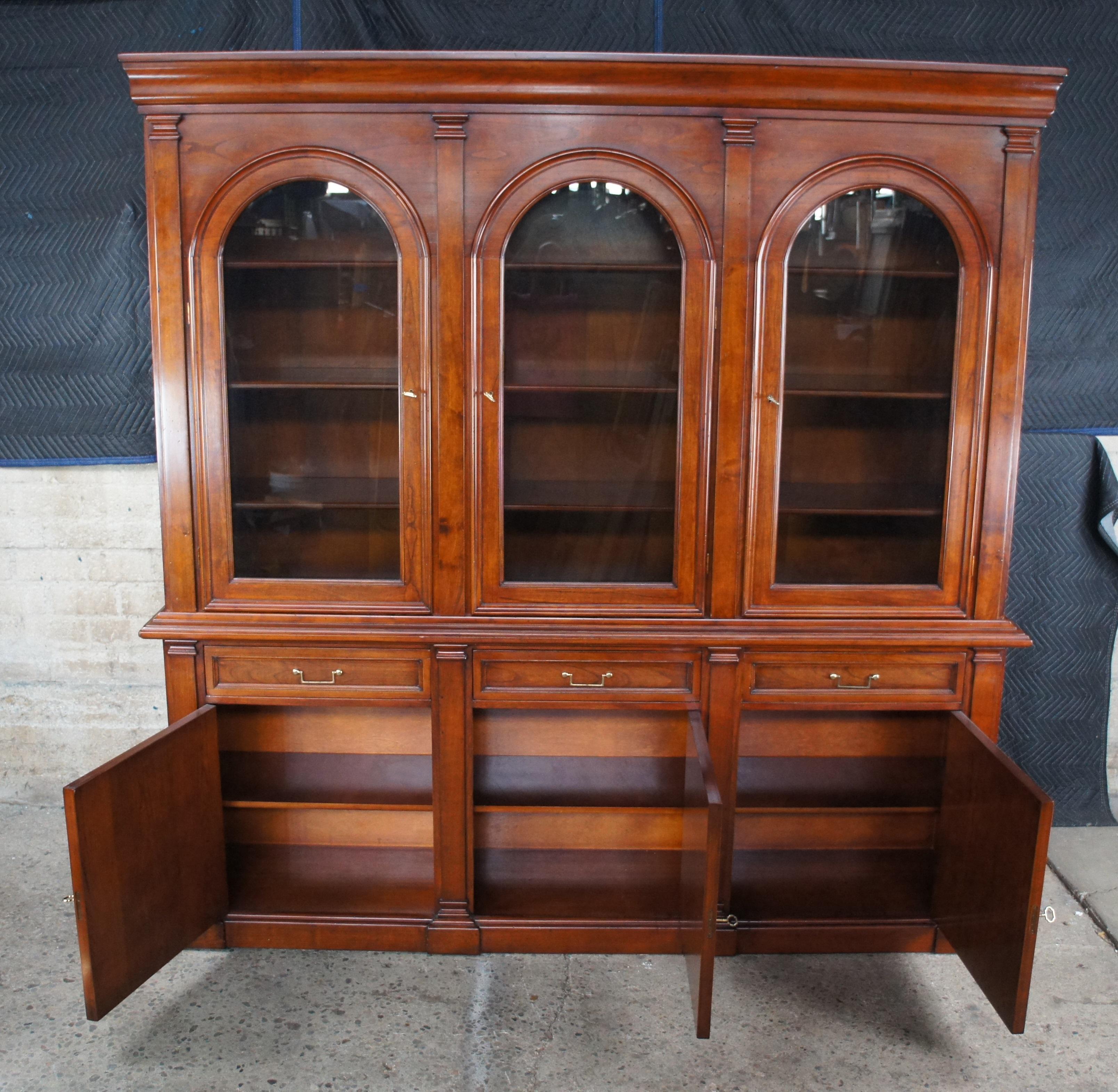 Fiorini Italian Neoclassical Cherry Arched Triple Bookcase China Display Cabinet For Sale 3