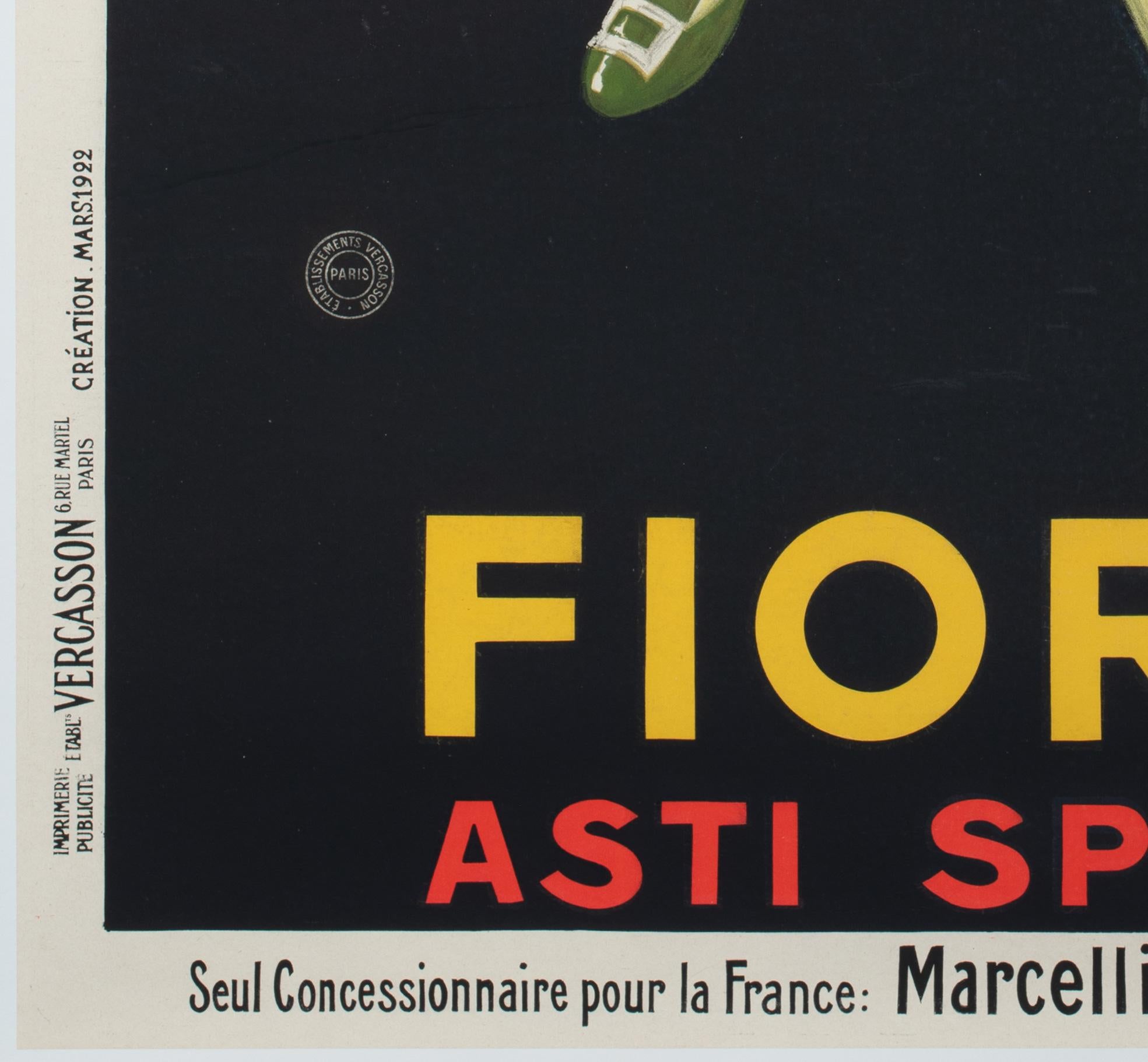Affiche française FIORINO 1922 French ASTI SPUMANTE Beverage Alcohol, JEAN DYLEN en vente 1