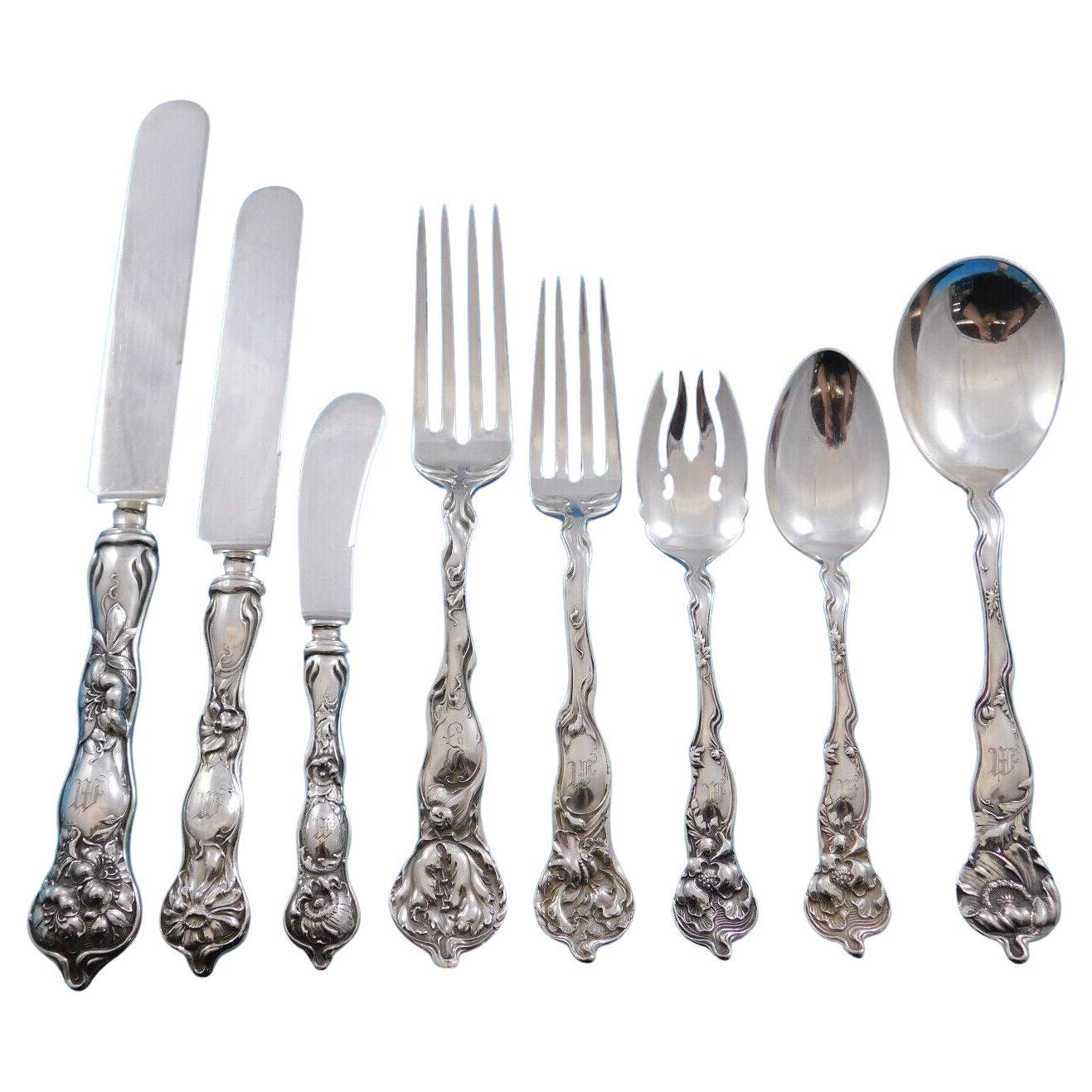 Fiorito by Shiebler Sterling Silver Flatware Set for 12 Service 102 Pcs Dinner