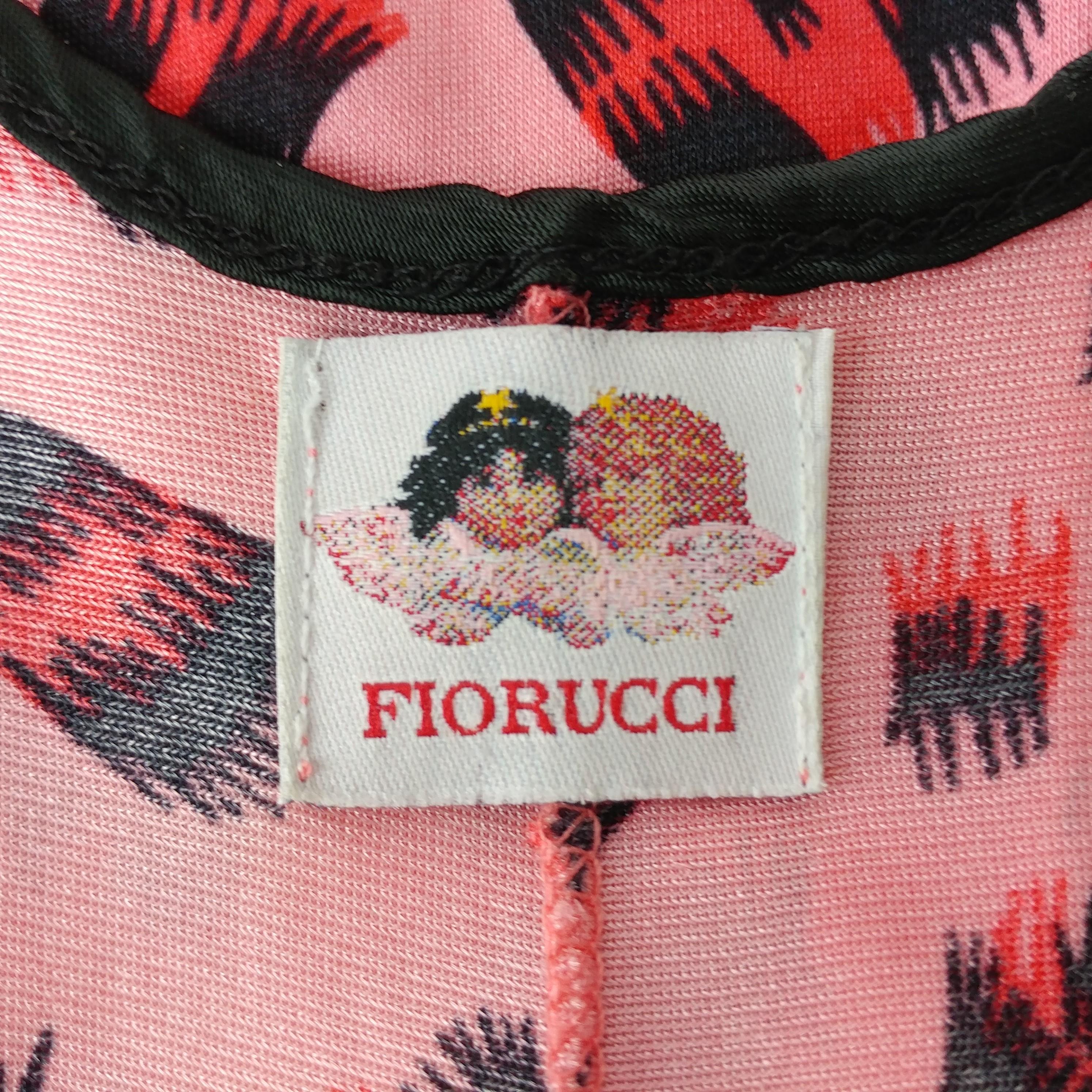 FIORUCCI – 80s Disco Vintage Pink Long Halter Dress with Leopard-Print  Size L In Excellent Condition In Cuggiono, MI