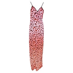 FIORUCCI – 80s Disco Retro Pink Long Halter Dress with Leopard-Print  Size L