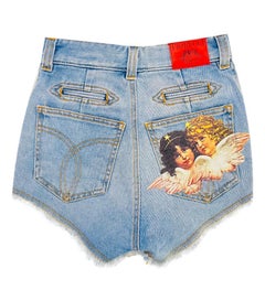 Fiorucci Angels Patch High Rise Denim Shorts