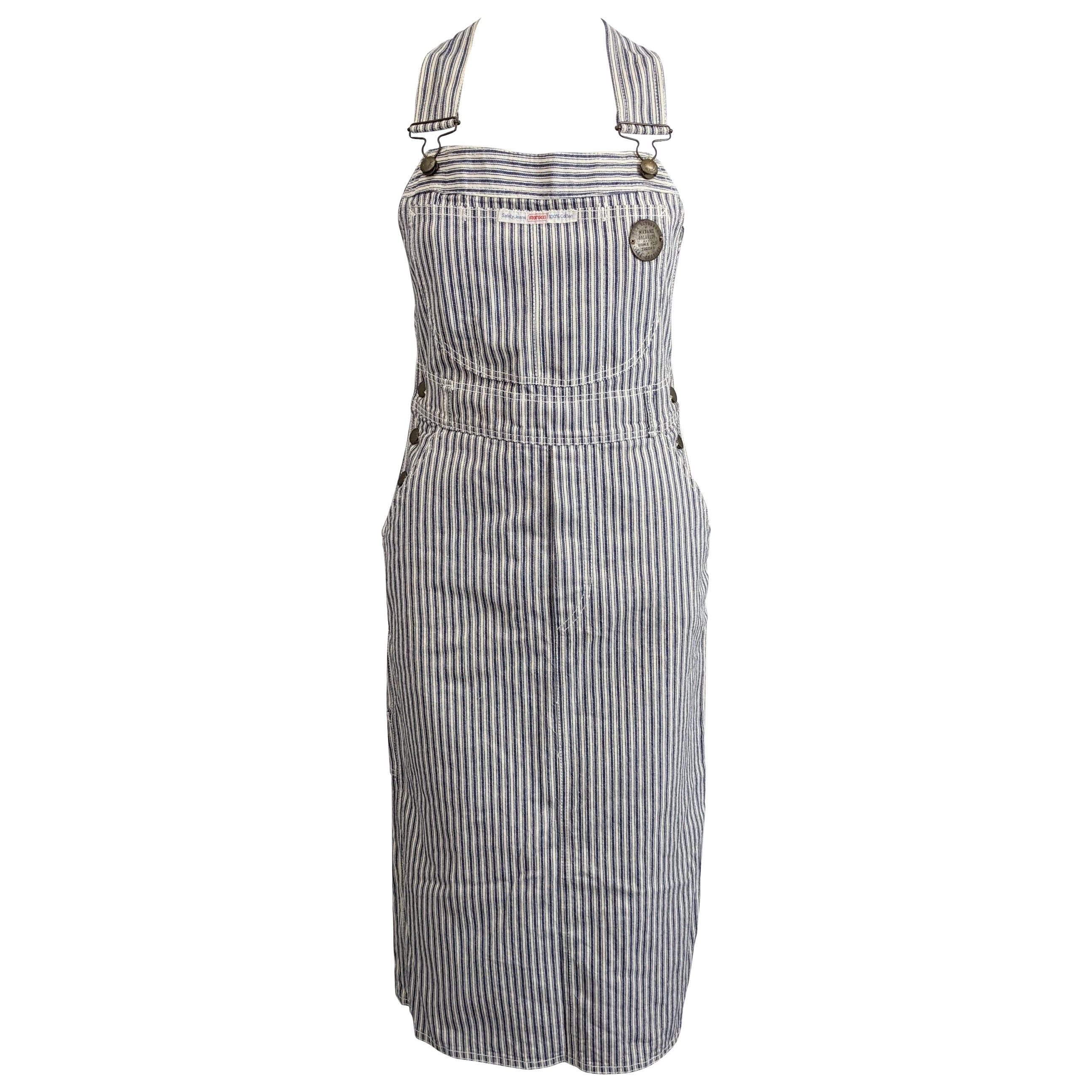 Gestreiftes Denim-Overall-Kleid von Fiorucci im Angebot