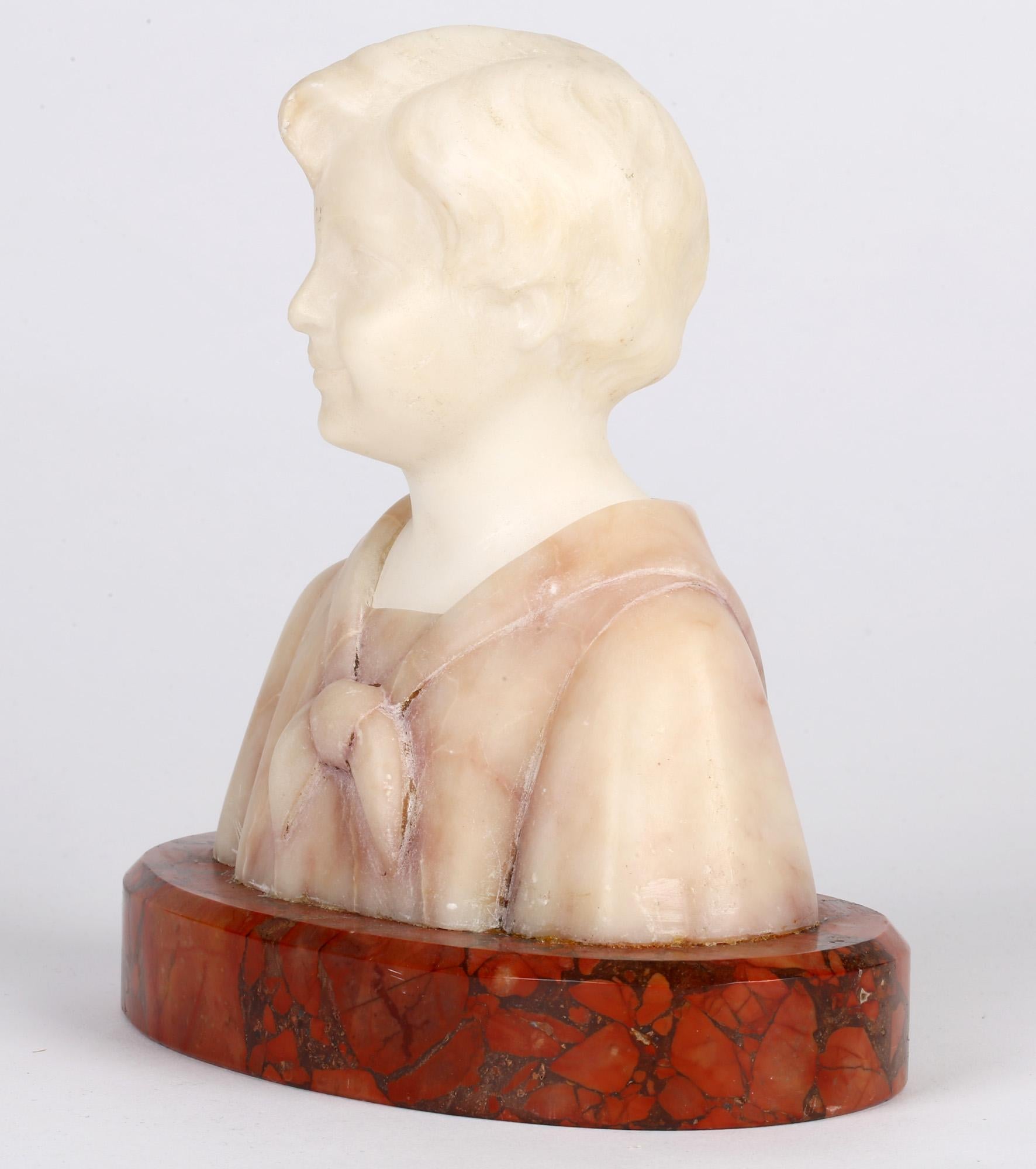 Fiorucci Italian Art Nouveau Alabaster Bust of a Child 5