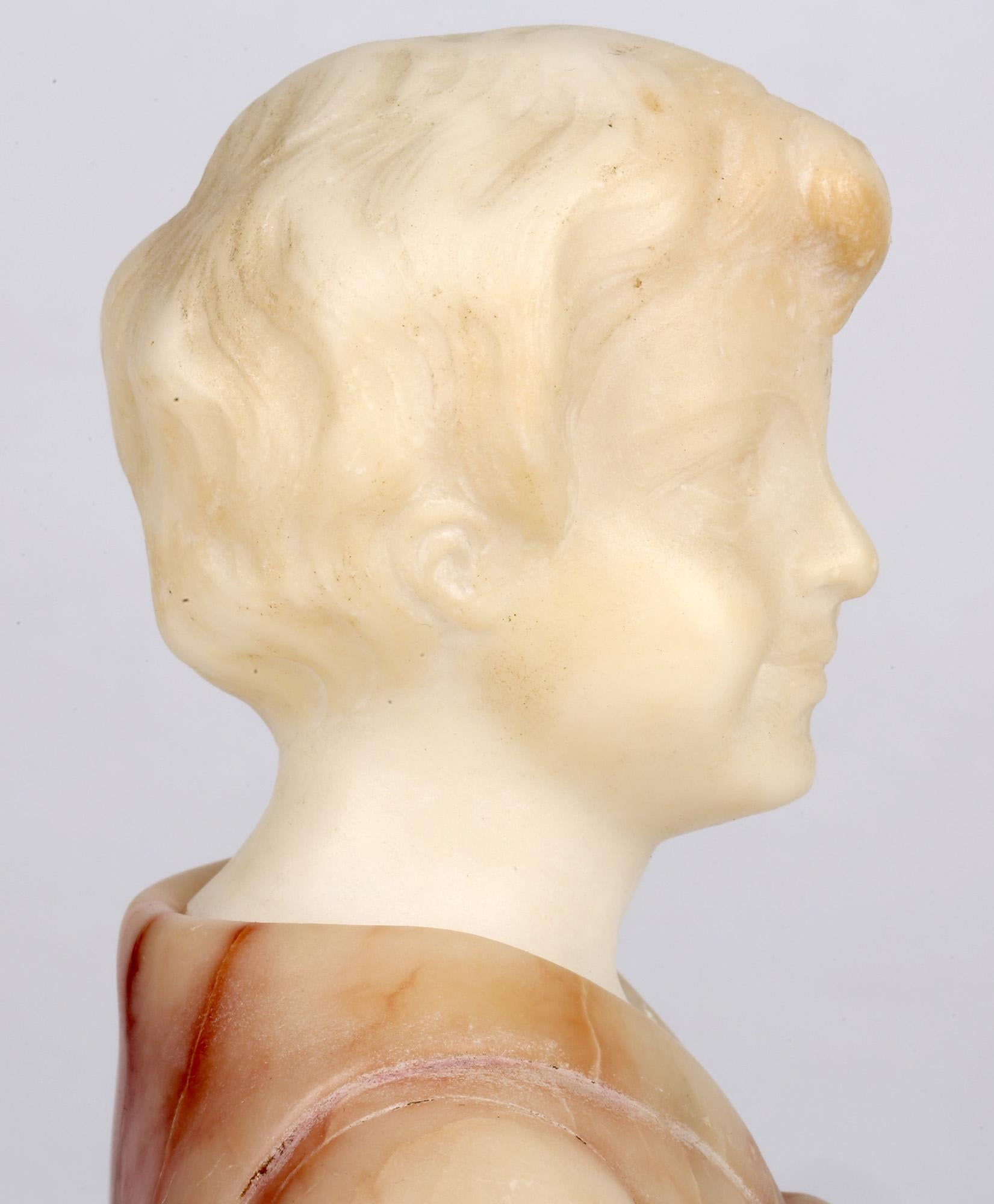Fiorucci Italian Art Nouveau Alabaster Bust of a Child 7