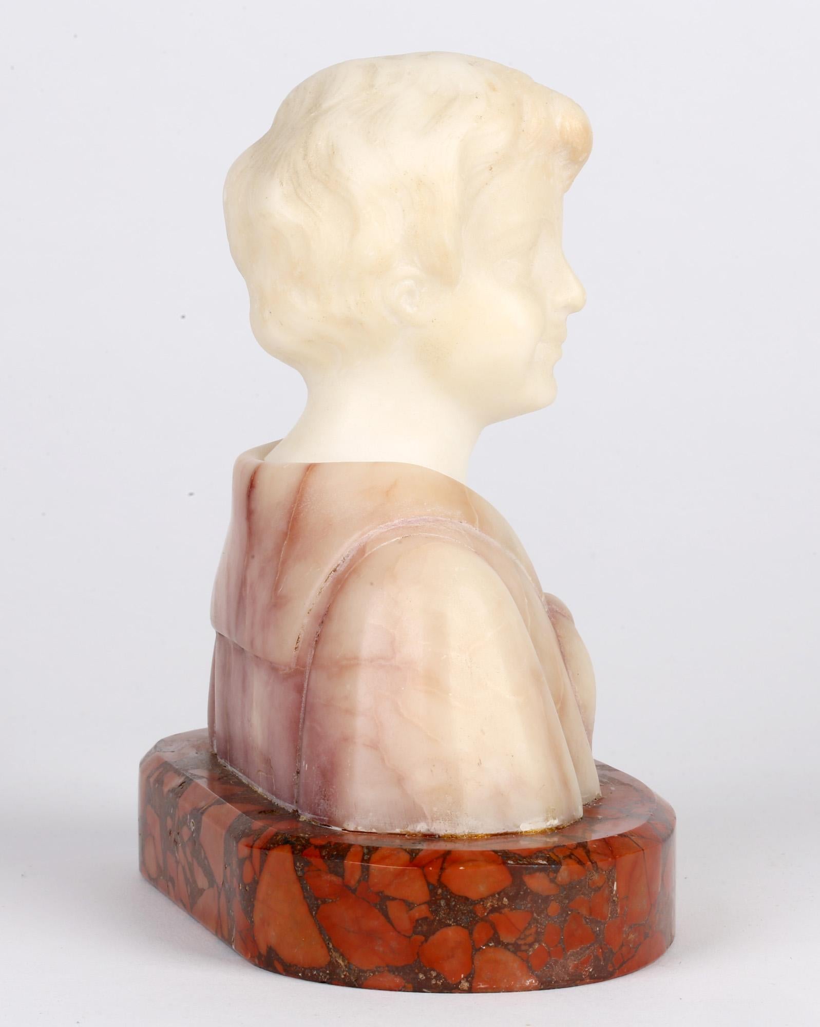 Fiorucci Italian Art Nouveau Alabaster Bust of a Child 8