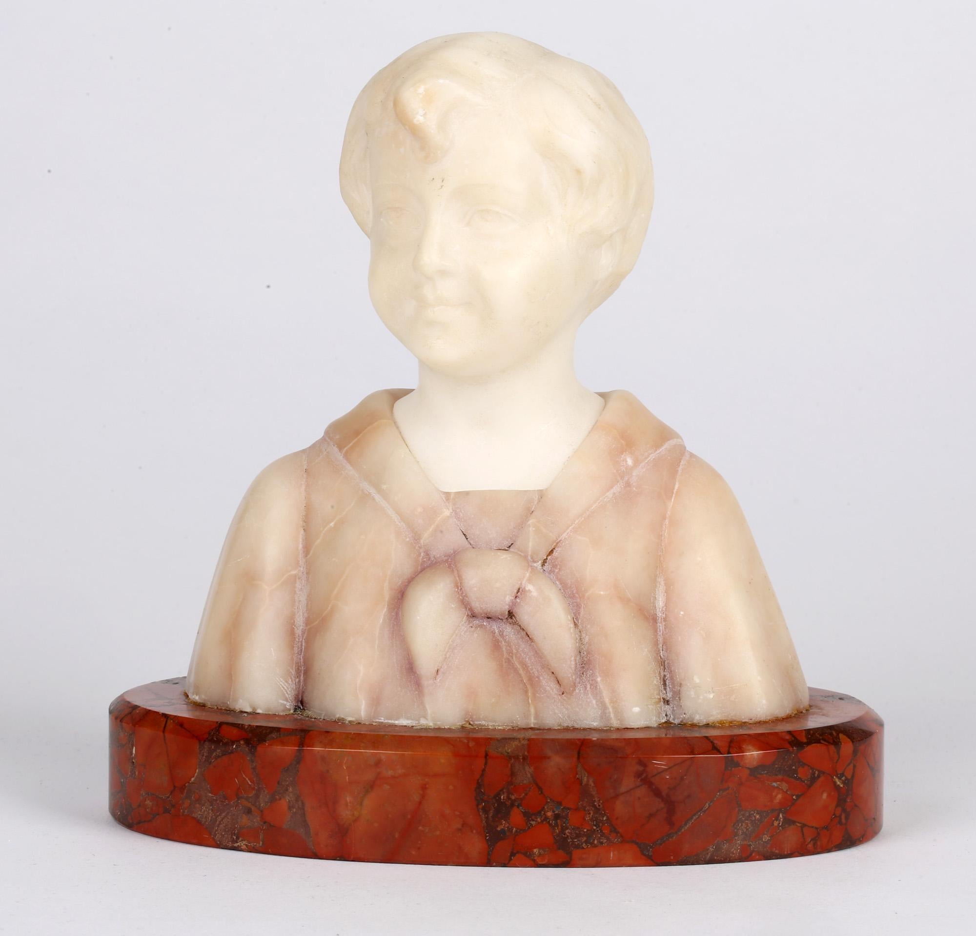 Fiorucci Italian Art Nouveau Alabaster Bust of a Child 3