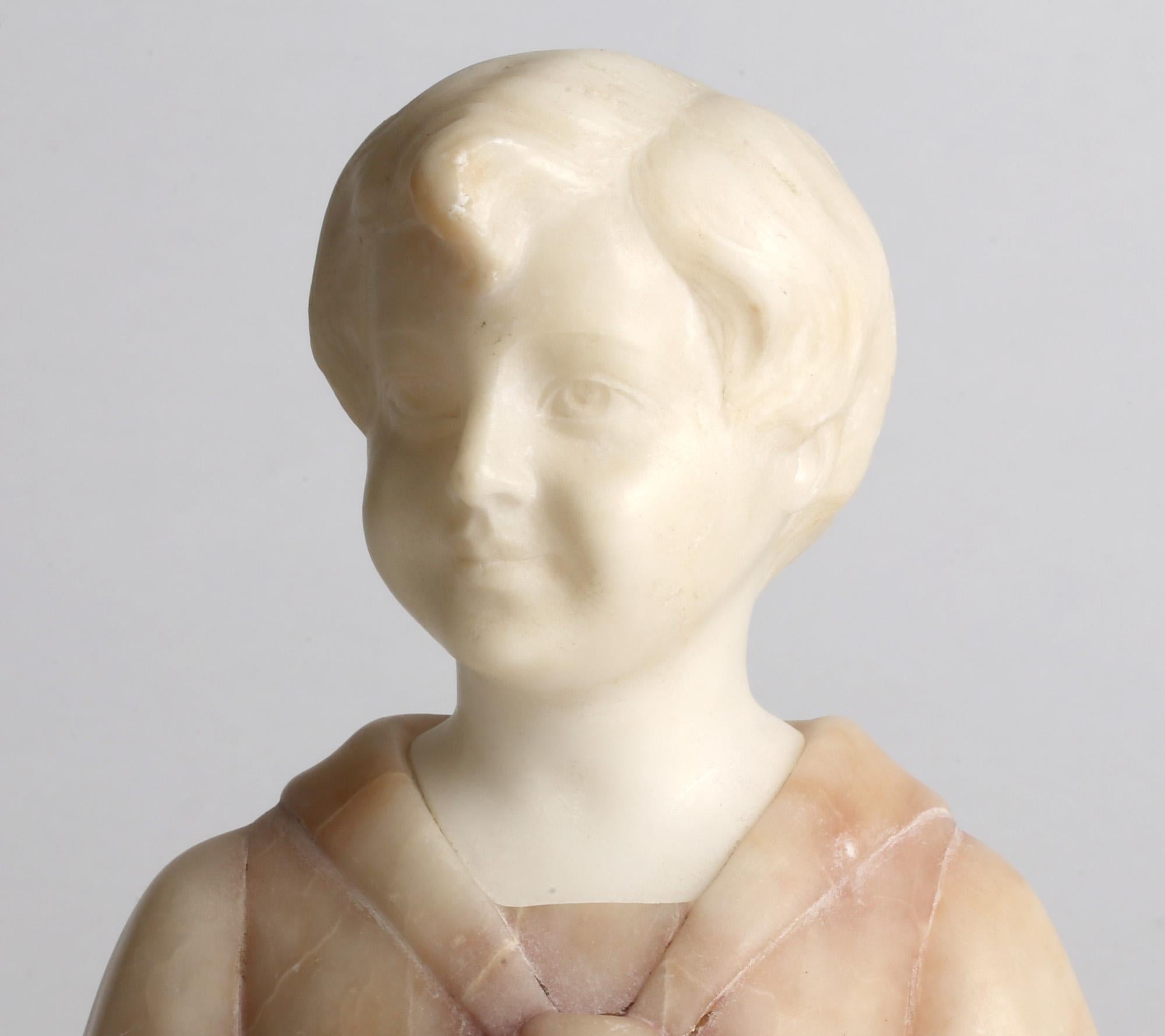 Fiorucci Italian Art Nouveau Alabaster Bust of a Child 4
