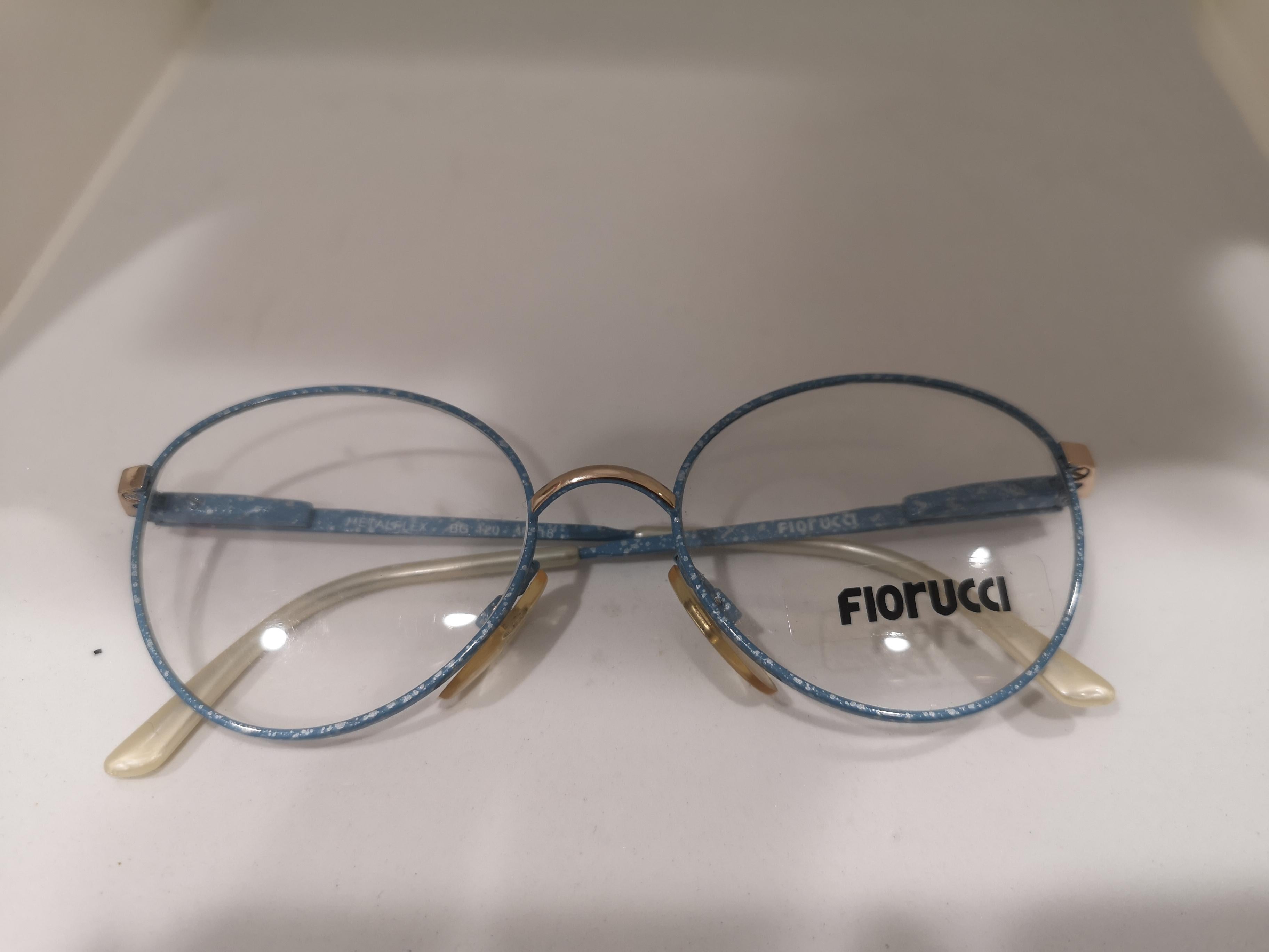 Gray Fiorucci light blue frames glasses NWOT