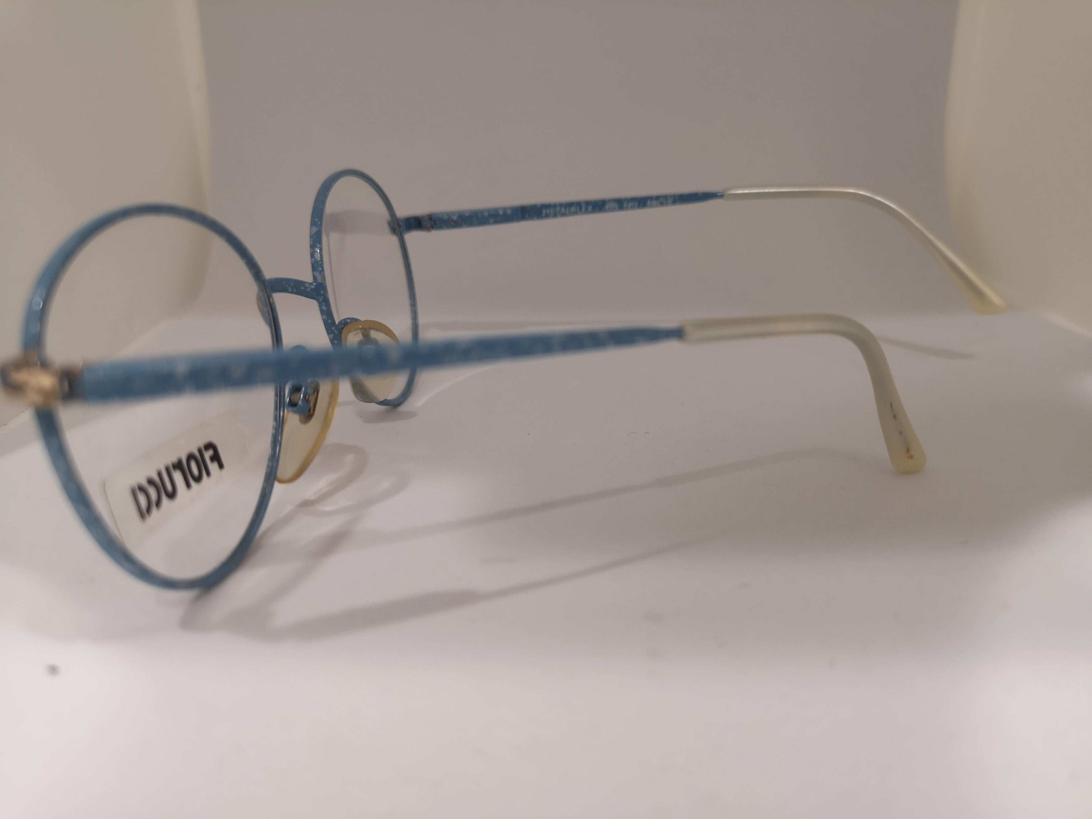 Fiorucci light blue frames glasses NWOT In Excellent Condition For Sale In Capri, IT