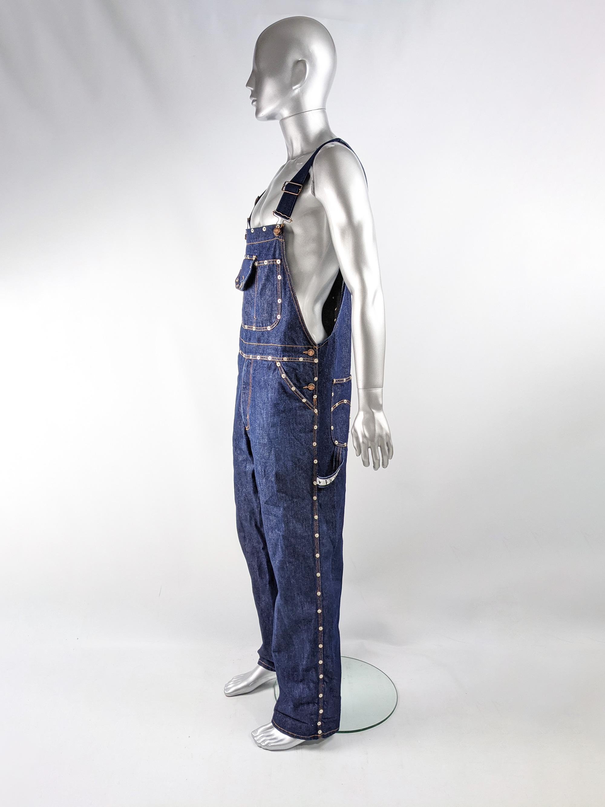 Fiorucci Mens Vintage Denim Overalls Dungarees In Excellent Condition In Doncaster, South Yorkshire