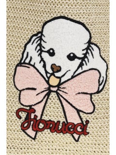 Bolso tote de rafia con bordado de caniche de Fiorucci — Beige