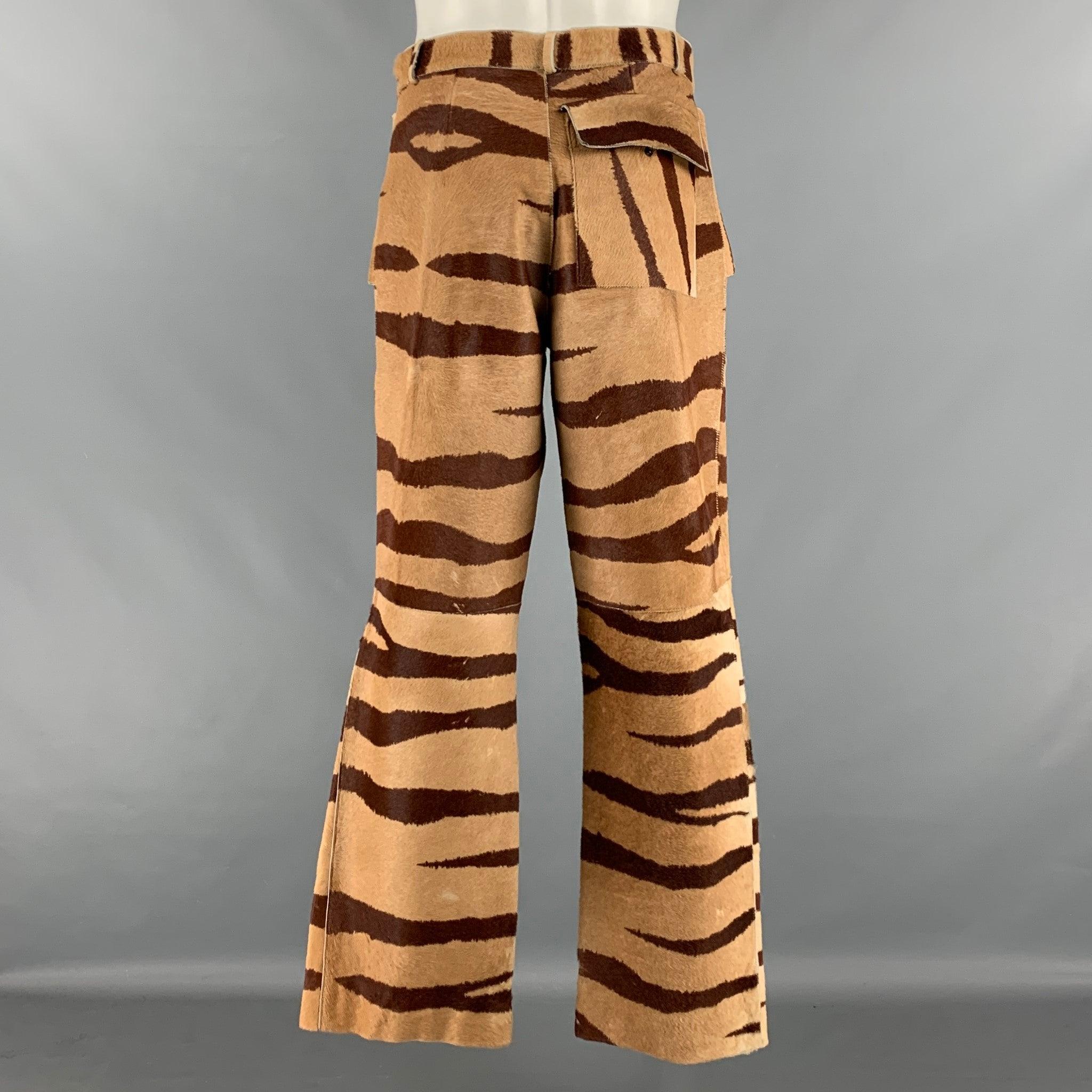 FIORUCCI Size 38 Brown Tan Stripe Casual Pants In Good Condition For Sale In San Francisco, CA
