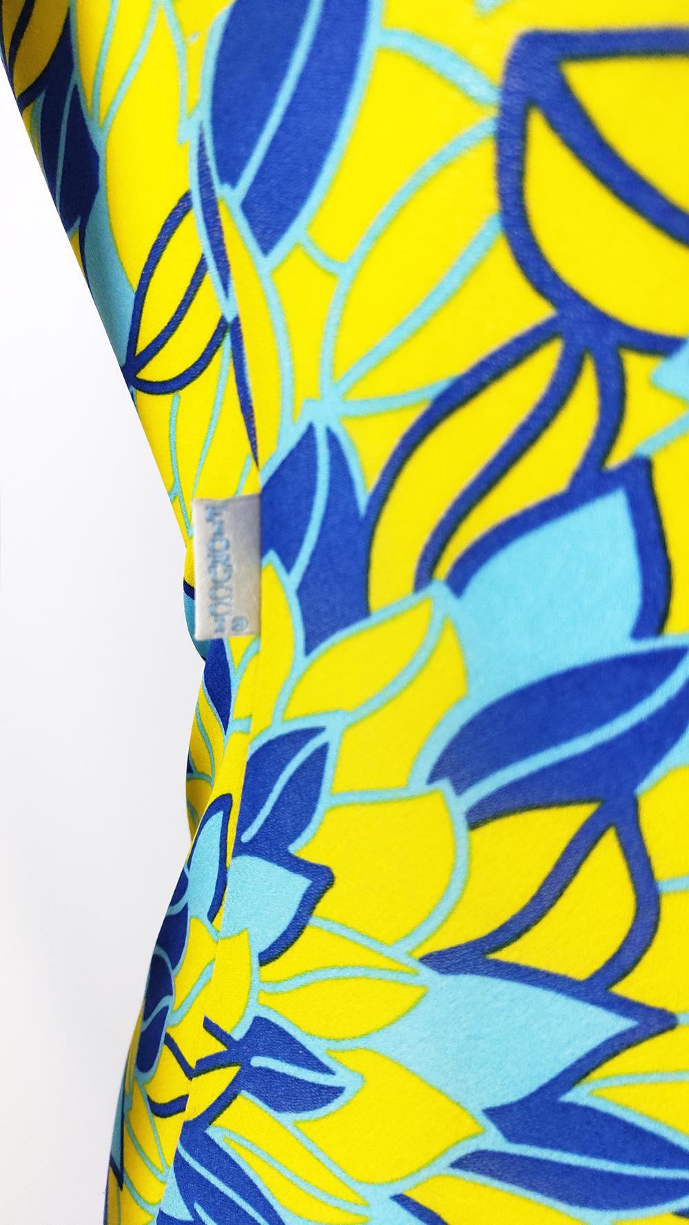 Fiorucci Vintage 90s Yellow & Blue Floral Maxi Halter Neck Slip Dress, 1990s For Sale 2