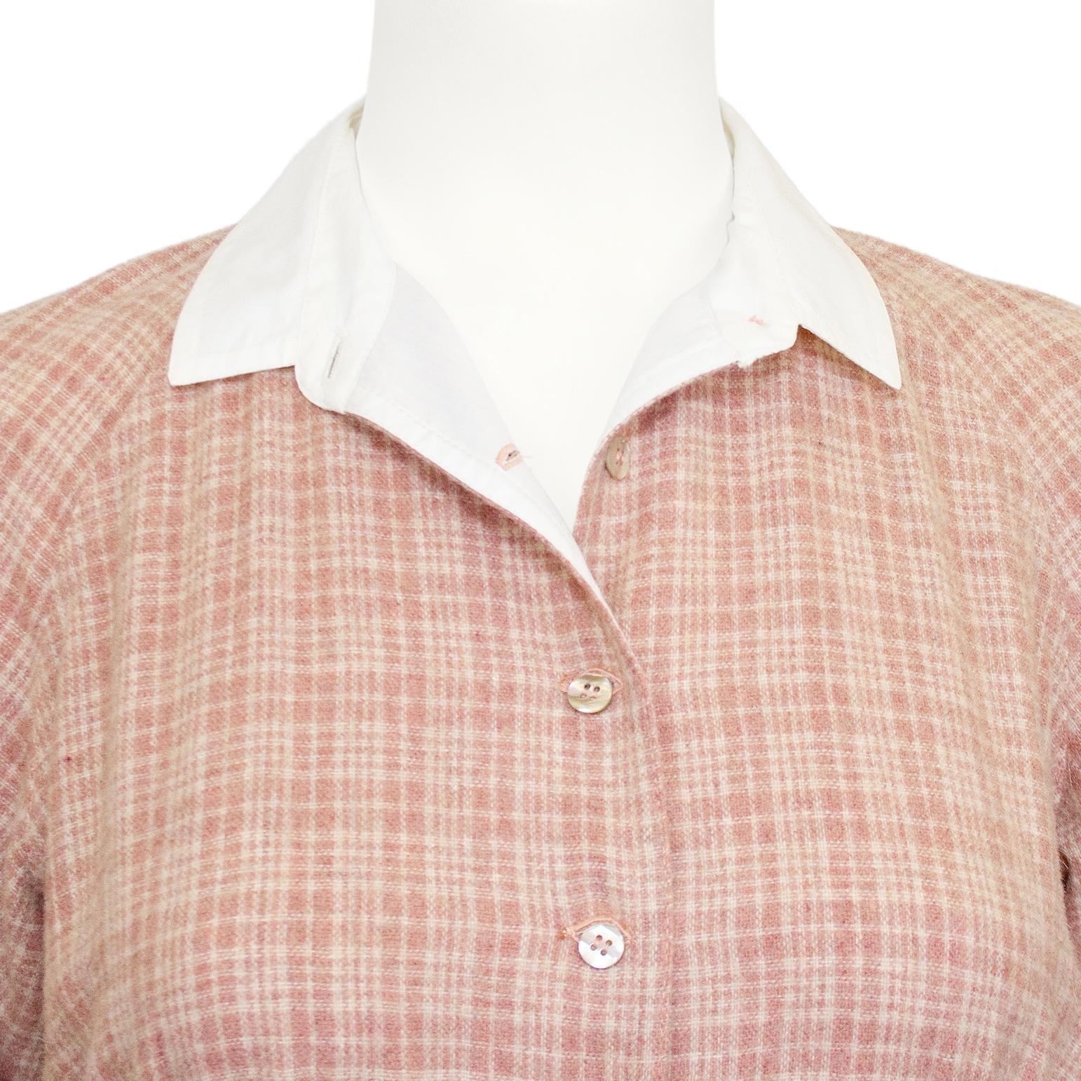 Fiorucci Vintage Pink Wool Shirtdress circa 1972 For Sale 1