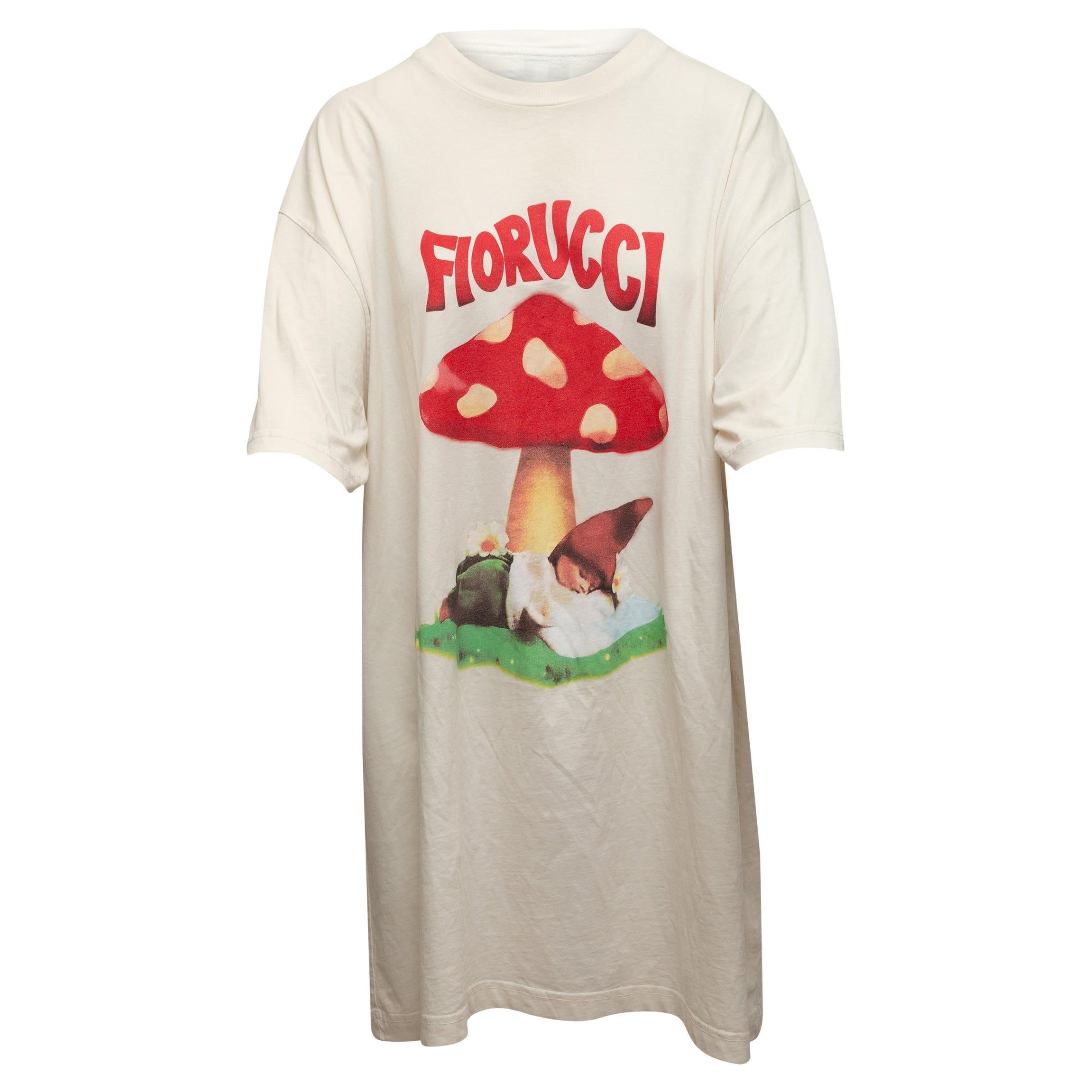 Fiorucci White & Multicolor Mushroom Print Graphic T-Shirt