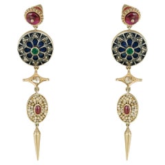 Moi Firdos Pearl Ruby and Gold Earrings