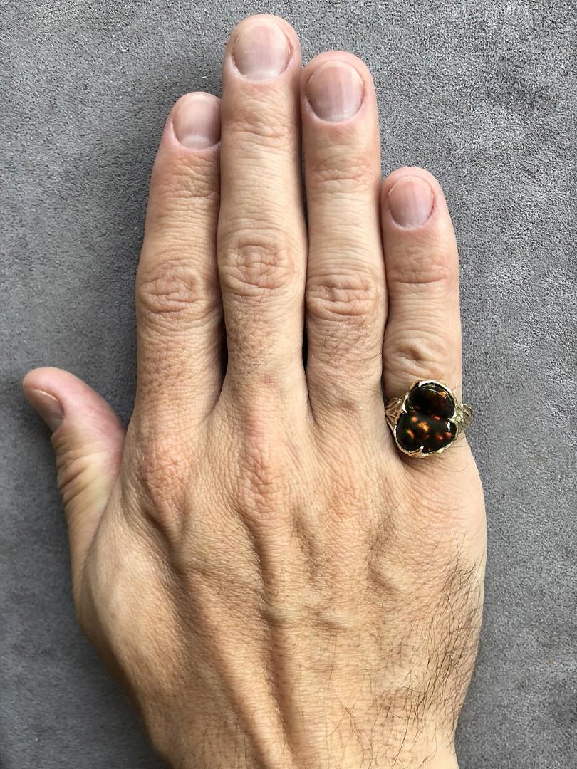 Fire Agate Gold Ring Rainbow Healing Gemstone magic gift for spiritual teacher For Sale 7