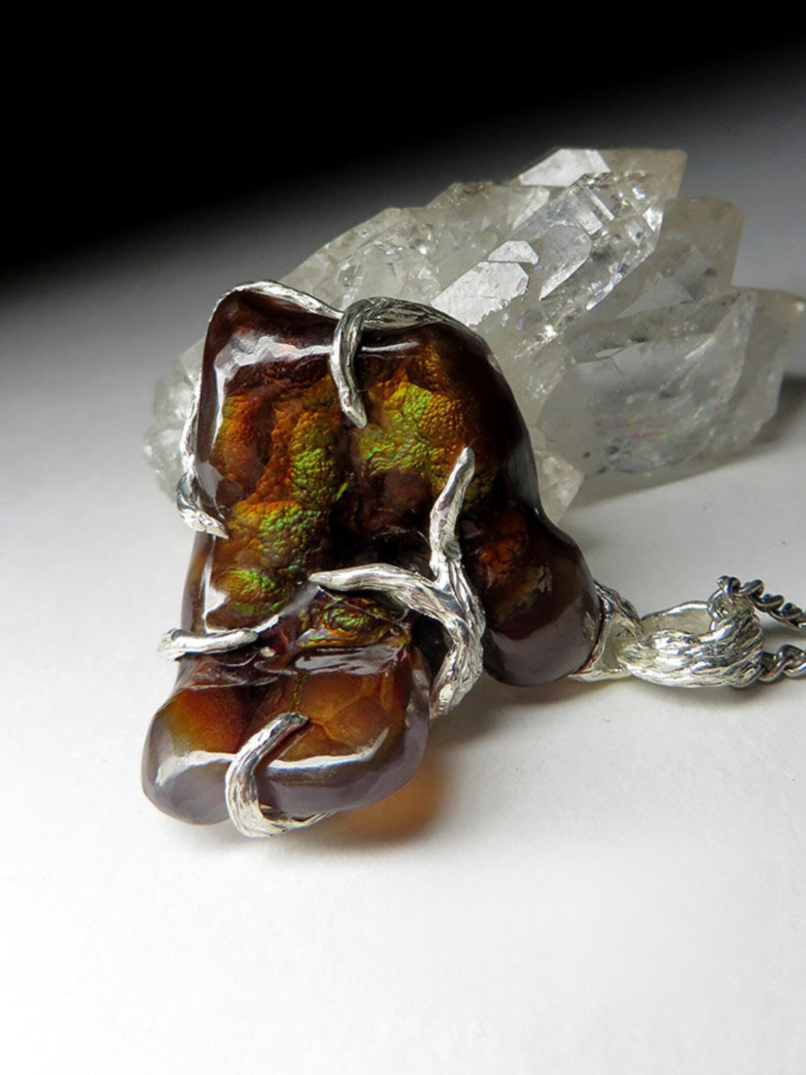 Mixed Cut Fire Agate Silver Pendant Natural Gemstone idea gift for a chef boss For Sale
