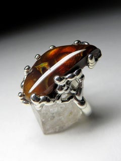 Fire Agate Silver Ring Natural Vintage ring Gemstone Unisex Jewelry