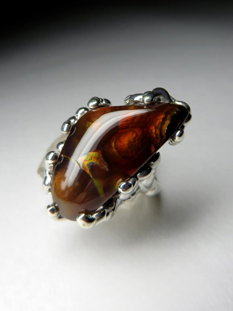 Fire Agate Silver Ring Natural Vintage ring Gemstone Unisex Jewelry For Sale 1