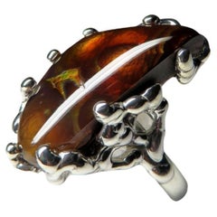 Fire Agate Silver Ring Natural Vintage ring Gemstone Unisex Jewelry