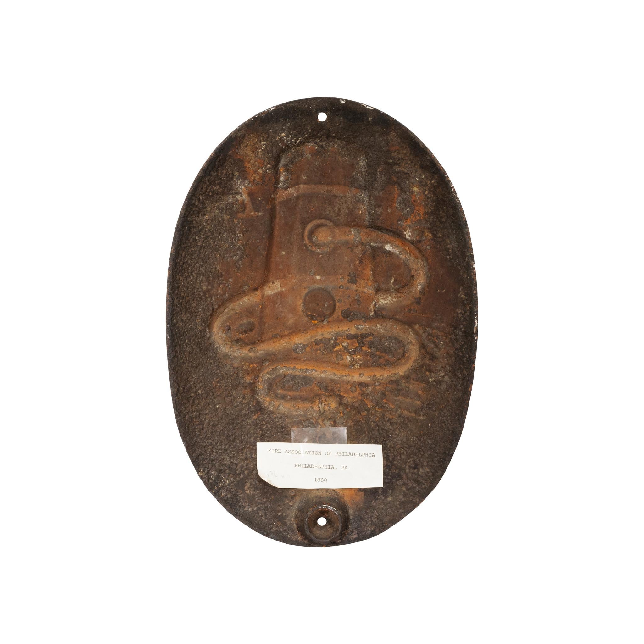 Fire Association of Philadelphia fire marker. Used primarily for advertising purposes, fire marks were used from 1752 to circa 1900.  Going back to their early practices, the Philadelphia Contributionship and The Baltimore Equitable Society still