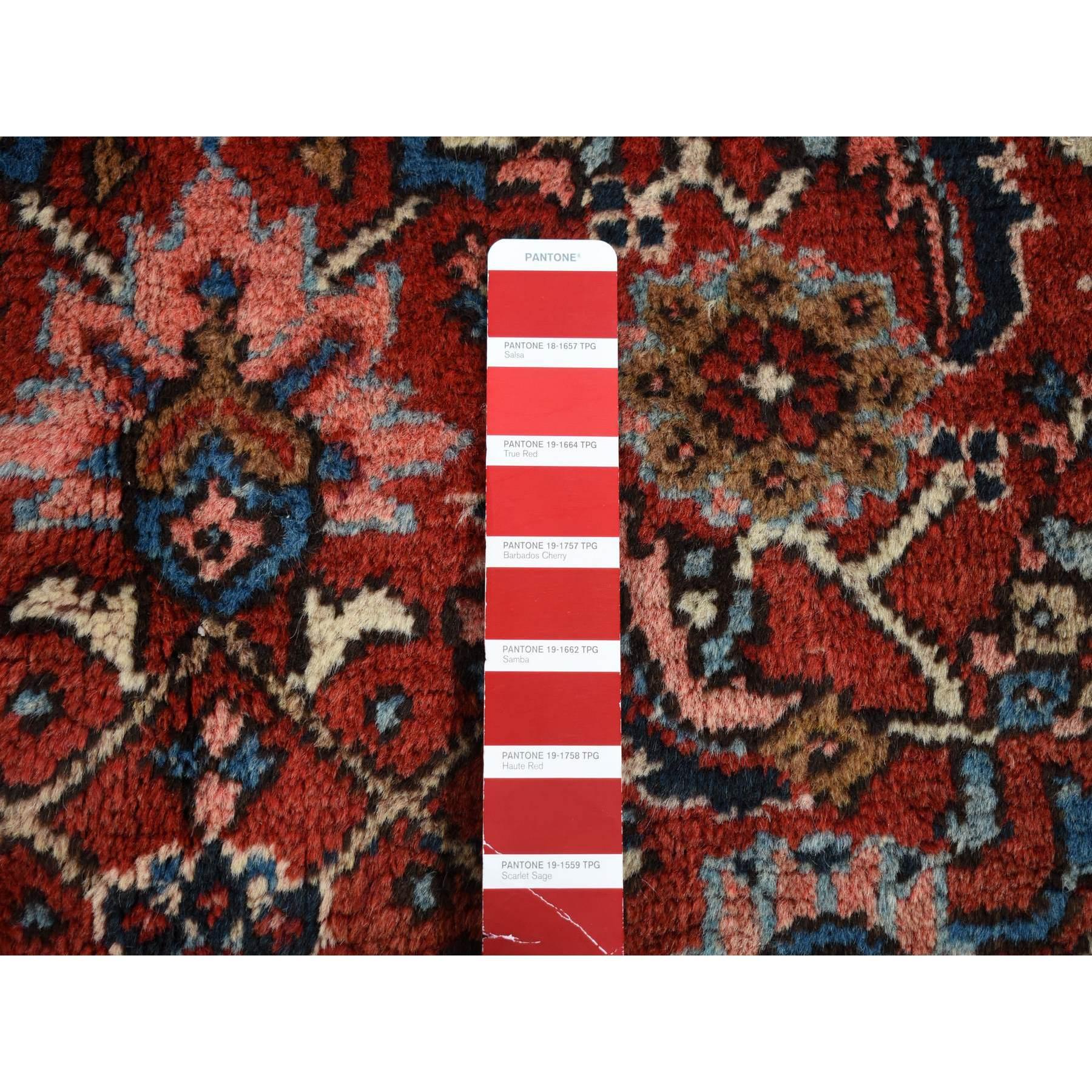 Fire Brick Red Antique Persian Heriz Full Pile Hand Knotted Pure Wool Clean Rug For Sale 2