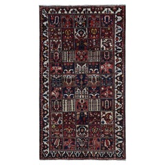 Fire Brick Red Hand Knotted Pure Wool Old Persian Garden Design Bakhtiari Rug