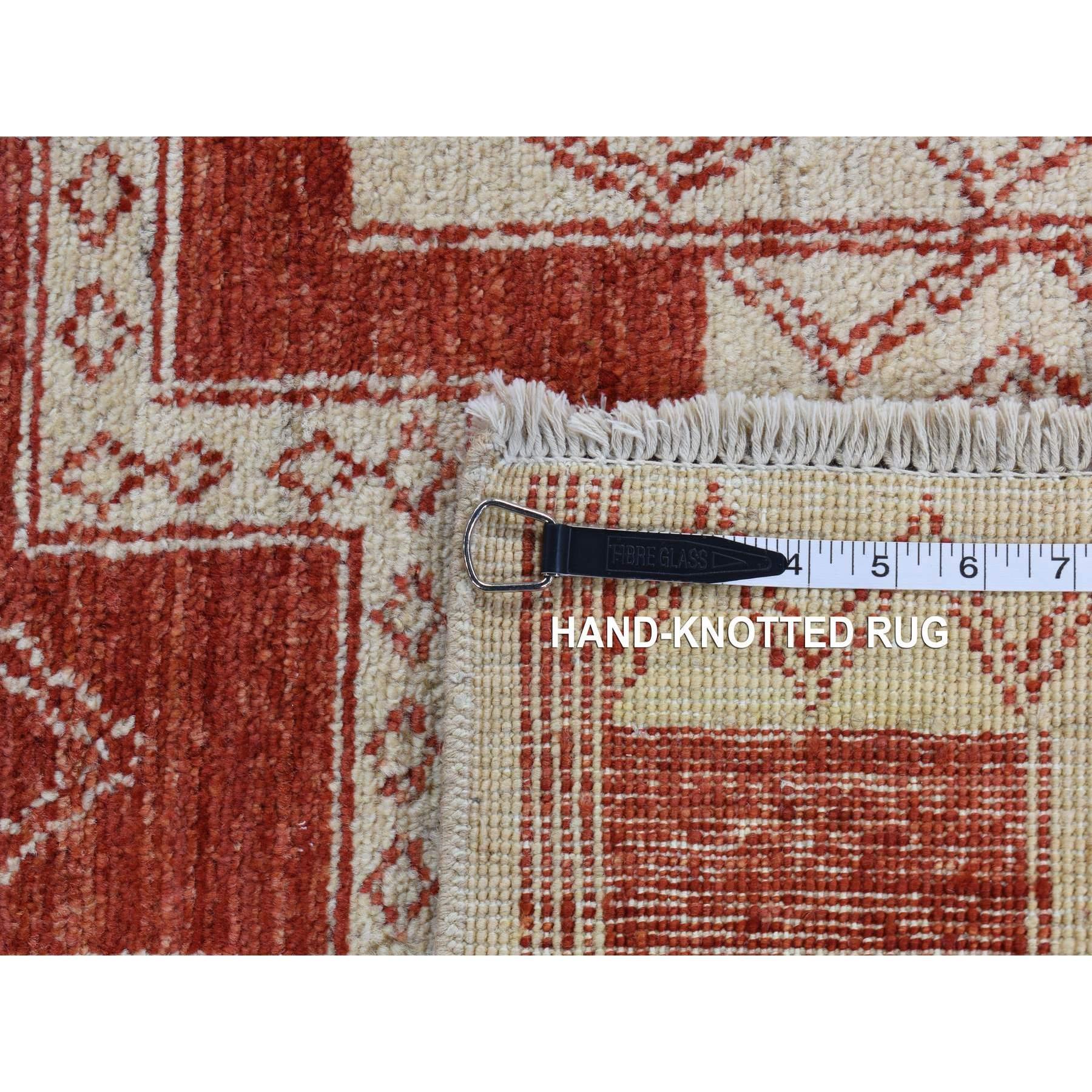 Tappeto orientale Peshawar rosso mattone fuoco in pura lana annodata a mano 8'1