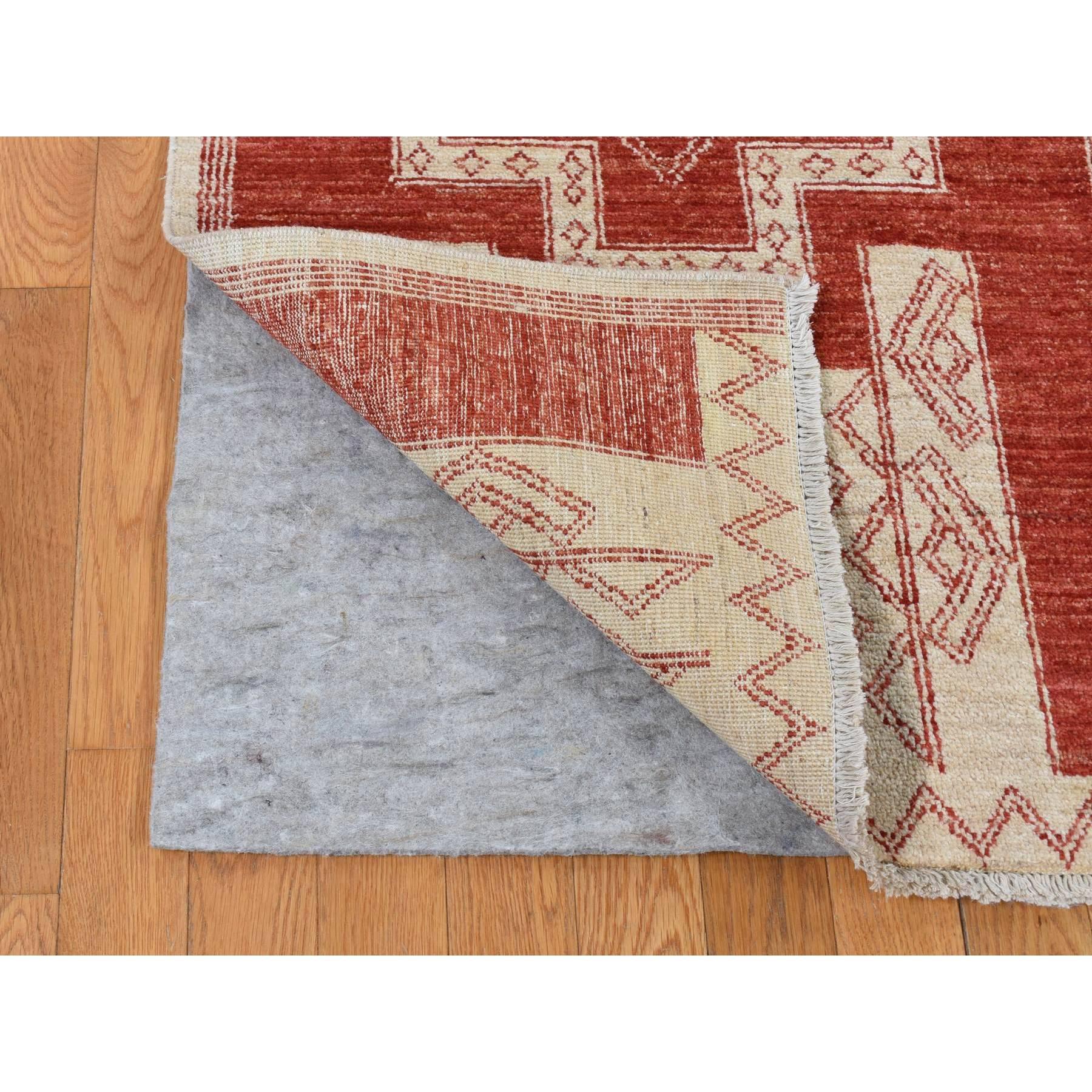 Afghano Tappeto orientale Peshawar rosso mattone fuoco in pura lana annodata a mano 8'1