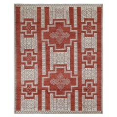 Fire Brick Red Pure Wool Hand Knotted Peshawar Oriental Rug 8'1" x 10'0"