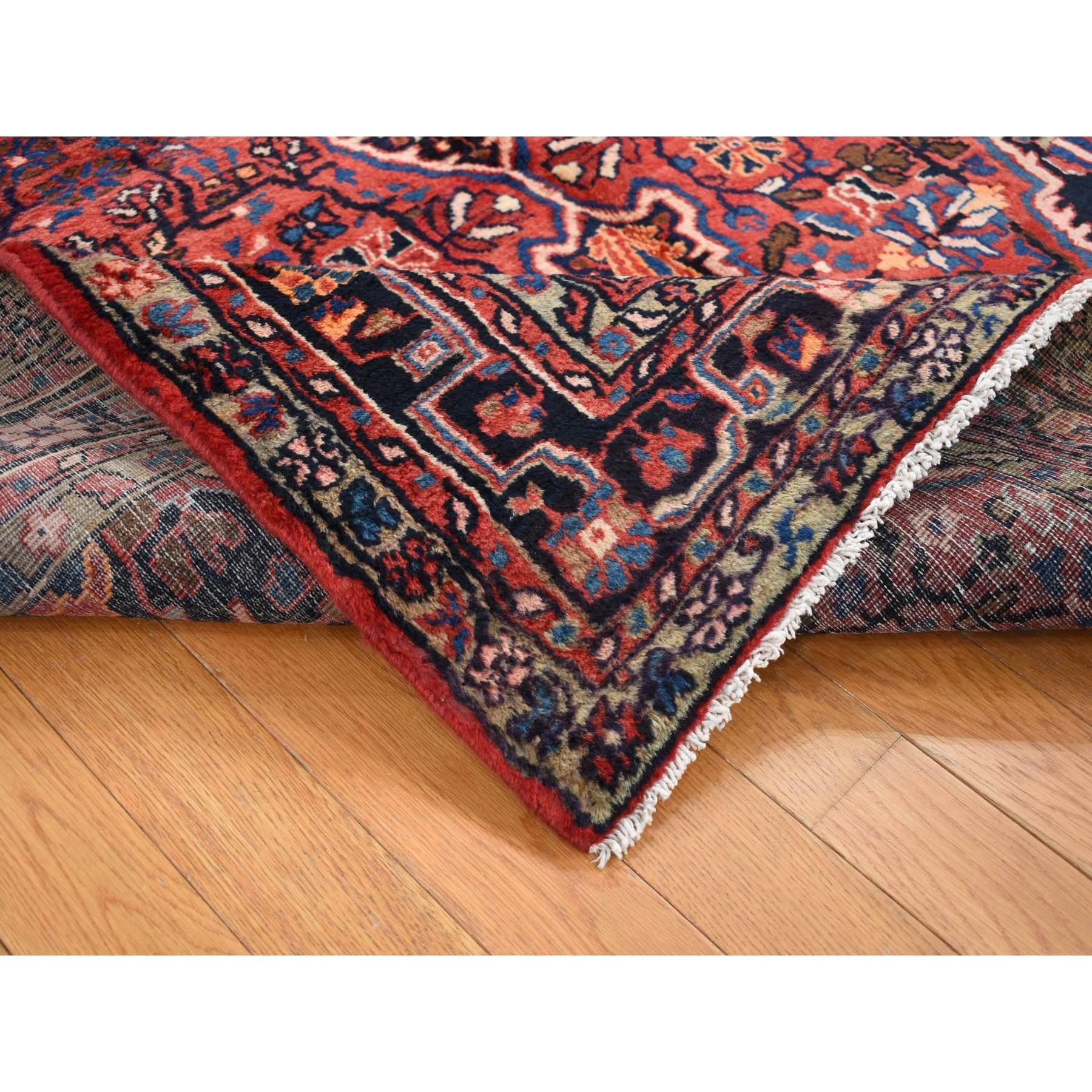 Hand-Knotted Fire Brick Red Vintage North West Persian Pure Wool Hand Knotted Oriental Rug