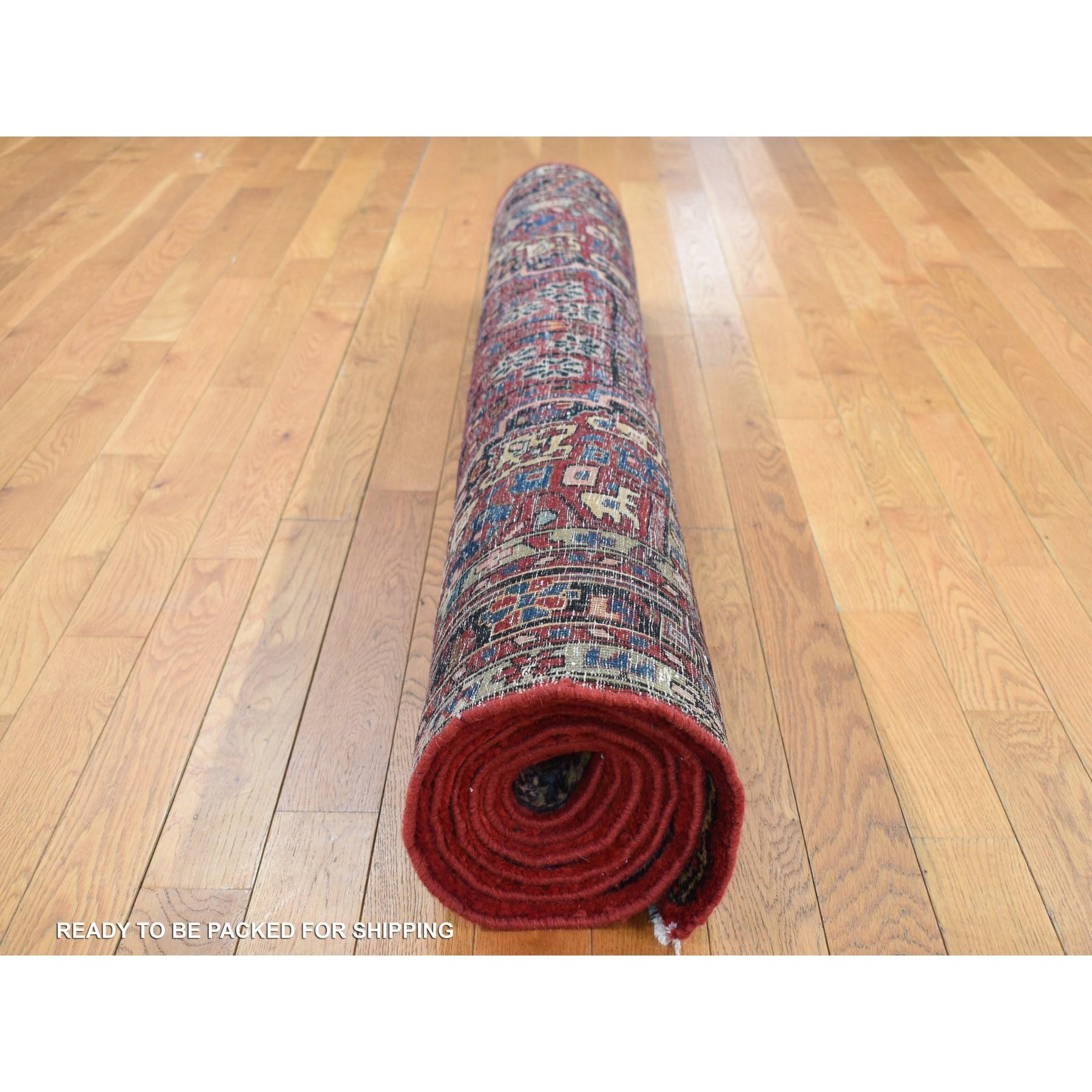 Fire Brick Red Vintage North West Persian Pure Wool Hand Knotted Oriental Rug For Sale 1