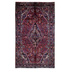Fire Brick Red Retro North West Persian Pure Wool Hand Knotted Oriental Rug