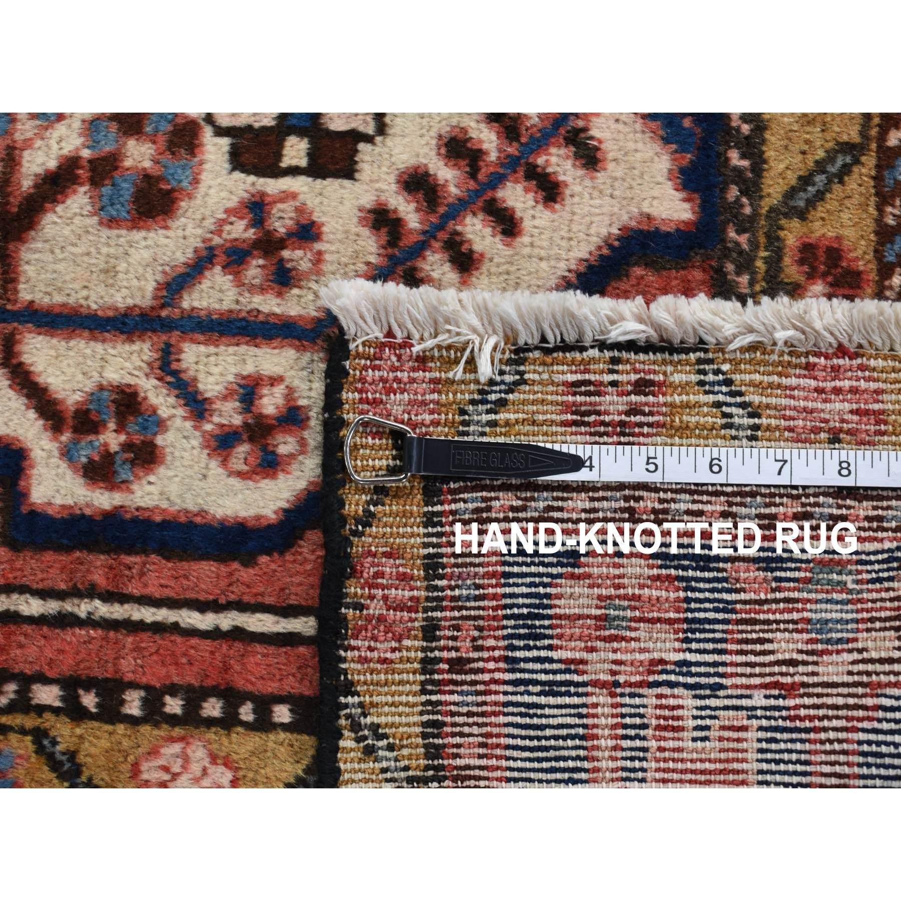 Fire Brick Red Vintage Persian Mosel Pure Wool Hand Knotted Wide and Long Rug For Sale 4