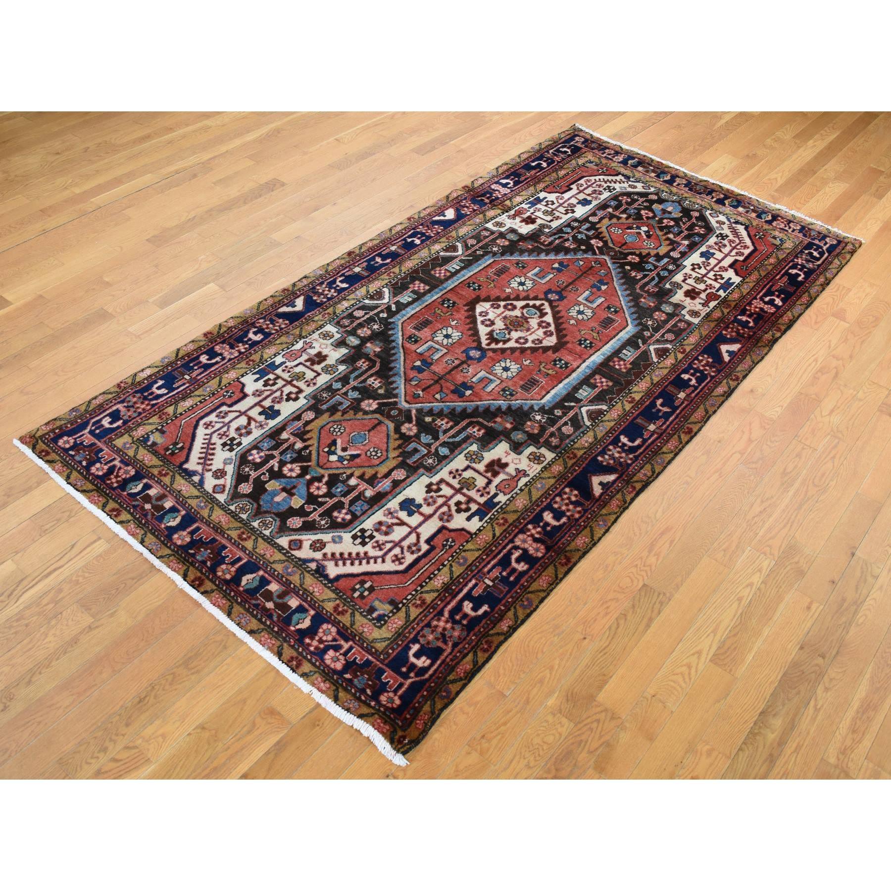 Medieval Fire Brick Red Vintage Persian Mosel Pure Wool Hand Knotted Wide and Long Rug For Sale