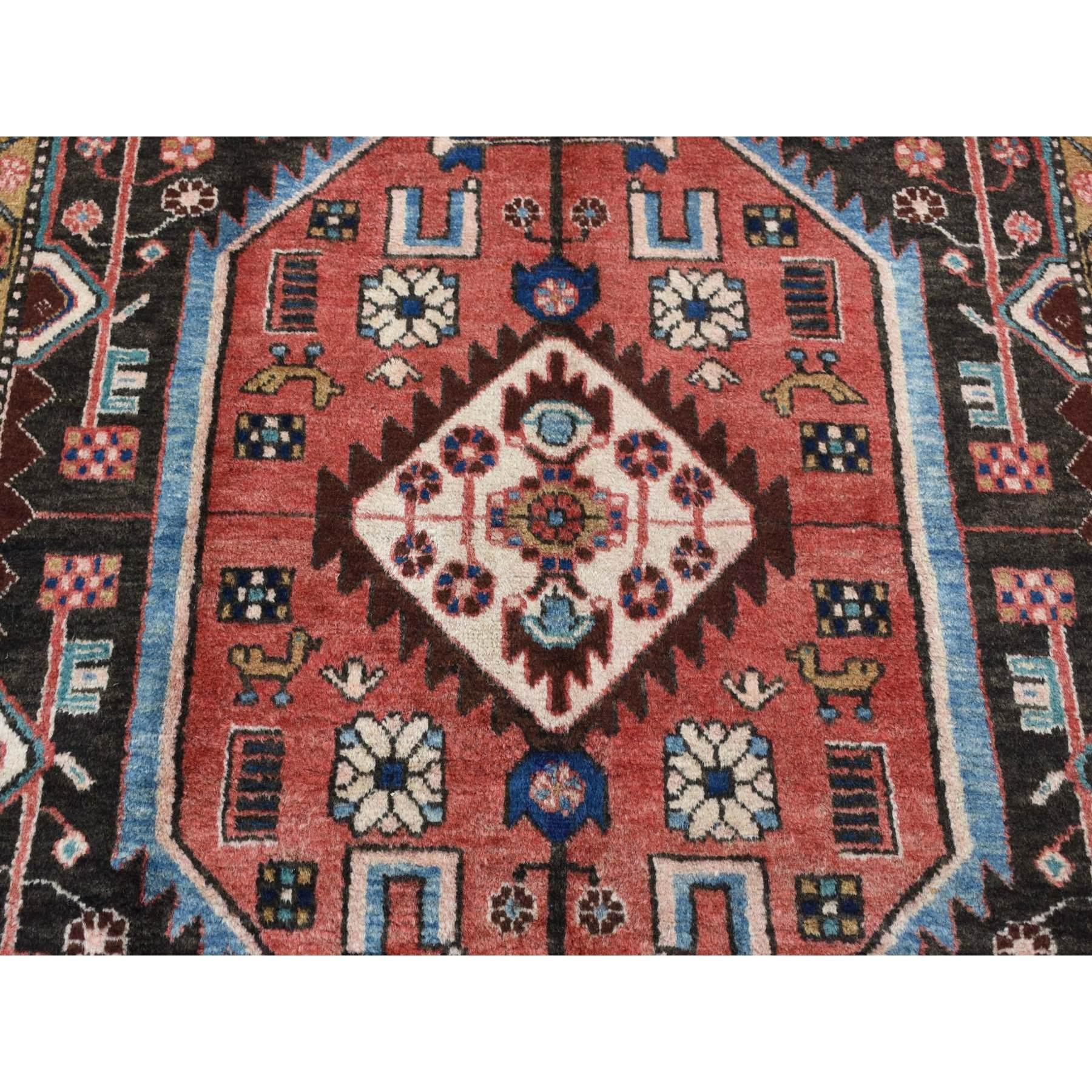 Fire Brick Red Vintage Persian Mosel Pure Wool Hand Knotted Wide and Long Rug For Sale 2