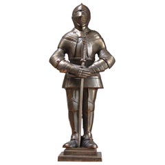Vintage Fire Companion Stand in the Shape of a Medieval Knight, Late 20th Century