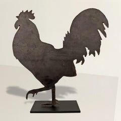 Fire-Cut Steel Rooster in Custom Steel Mount