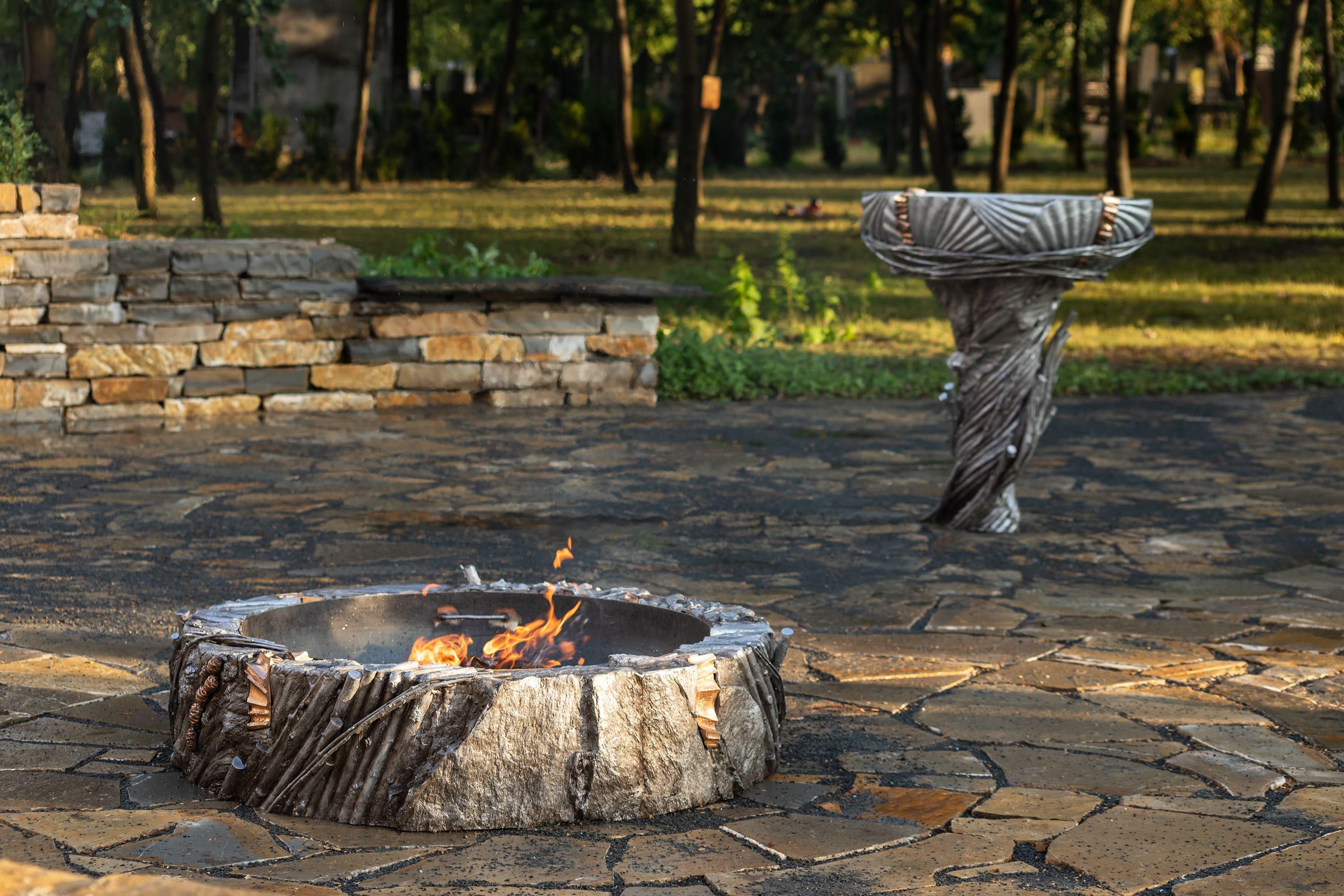 Fire element by Ondřej Oliva - sculptural fire pit, aluminum and bronze For Sale 1