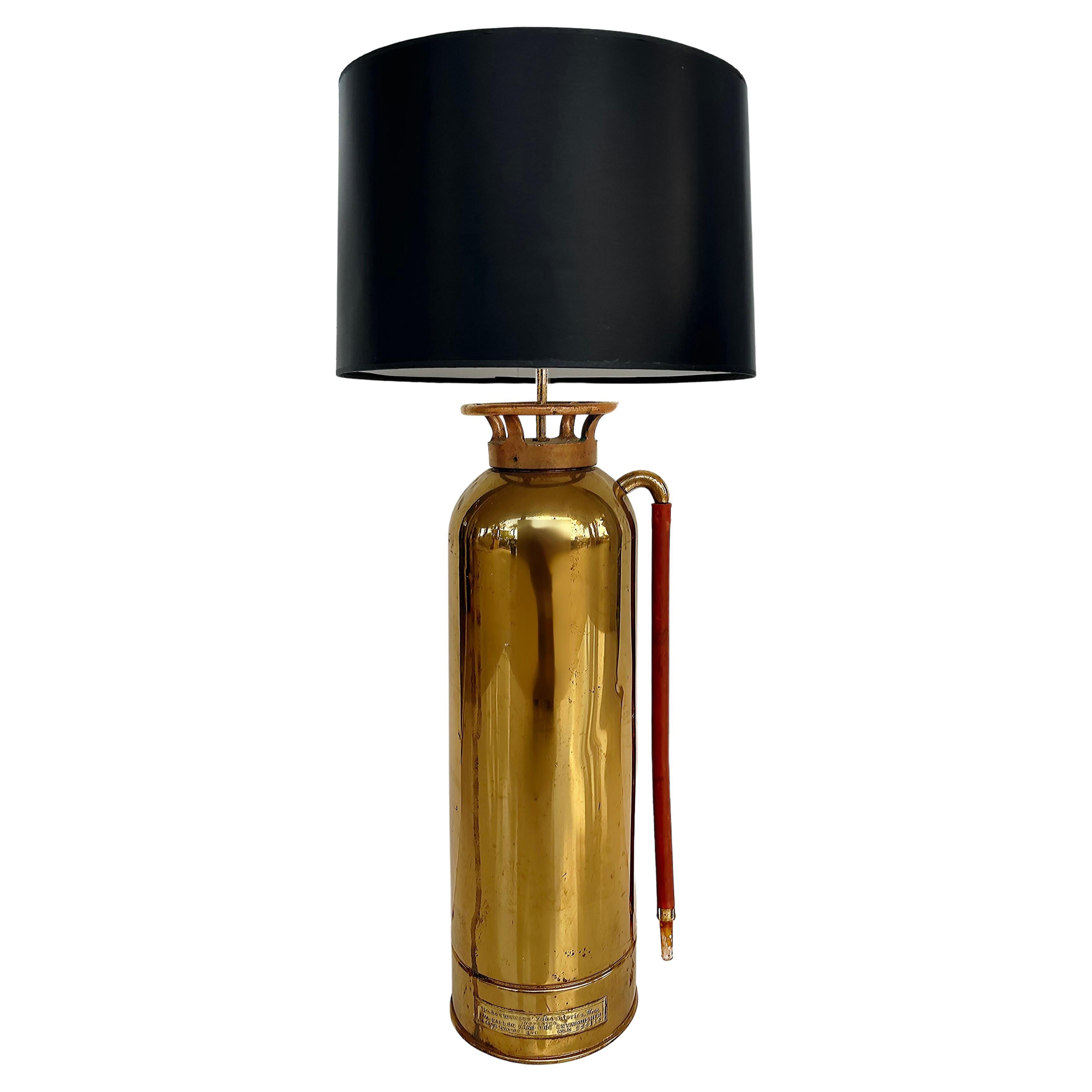 Antique Brass and Copper Fire Extinguisher Table Lamp For Sale
