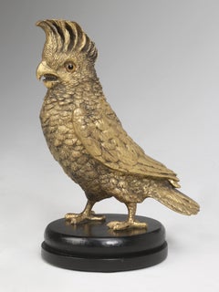 Fire Gilded Bronze Cockatoo with Glass Eyes probably French Early 1900's