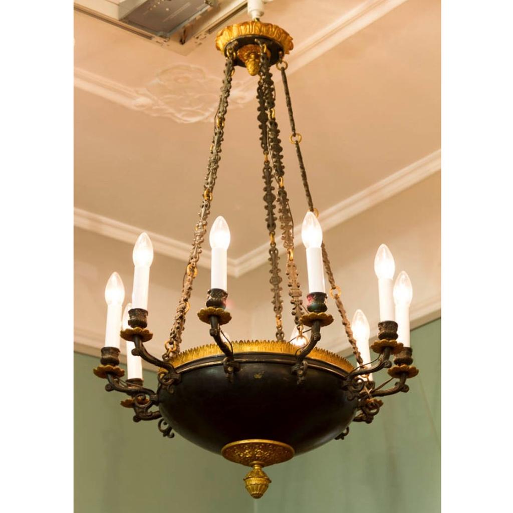 French Fire-Gilded Empire Ceiling Lamp, France, 19th Century For Sale