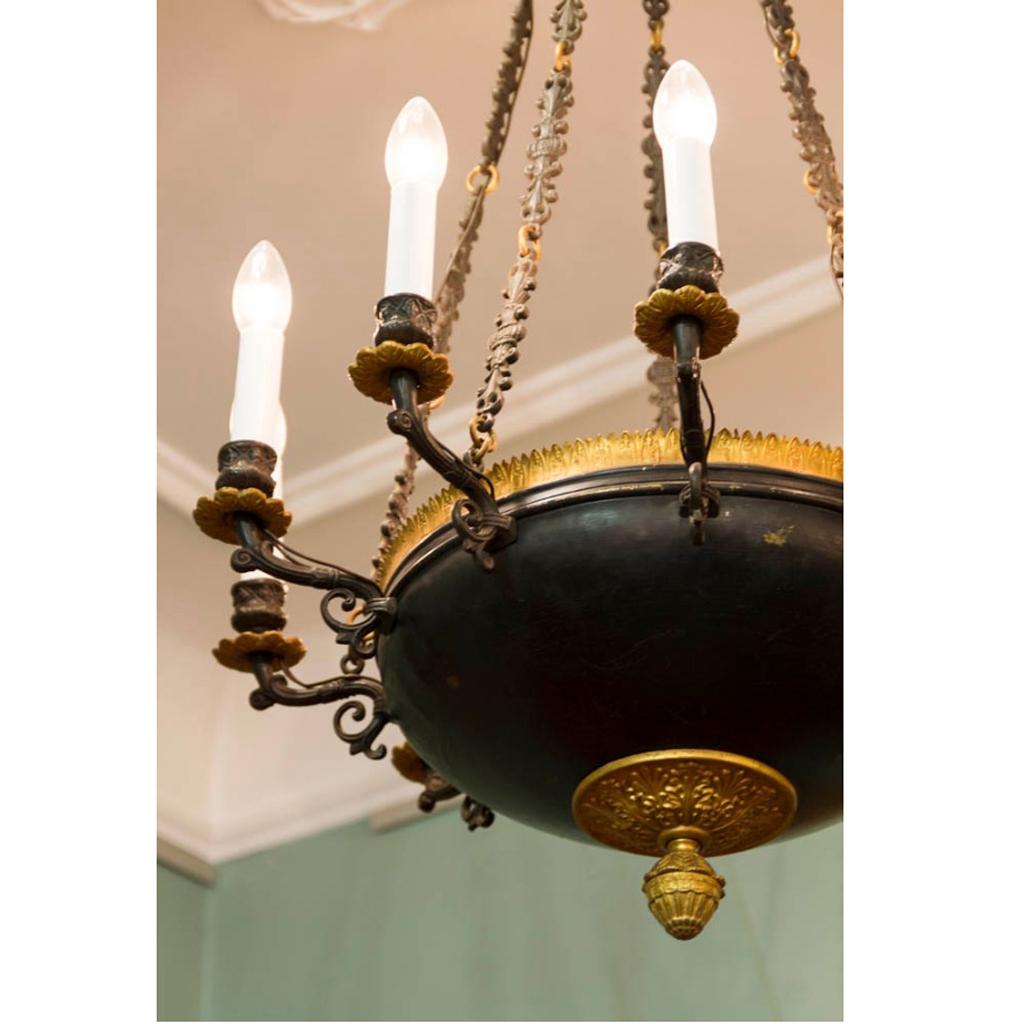 Gilt Fire-Gilded Empire Ceiling Lamp, France, 19th Century For Sale