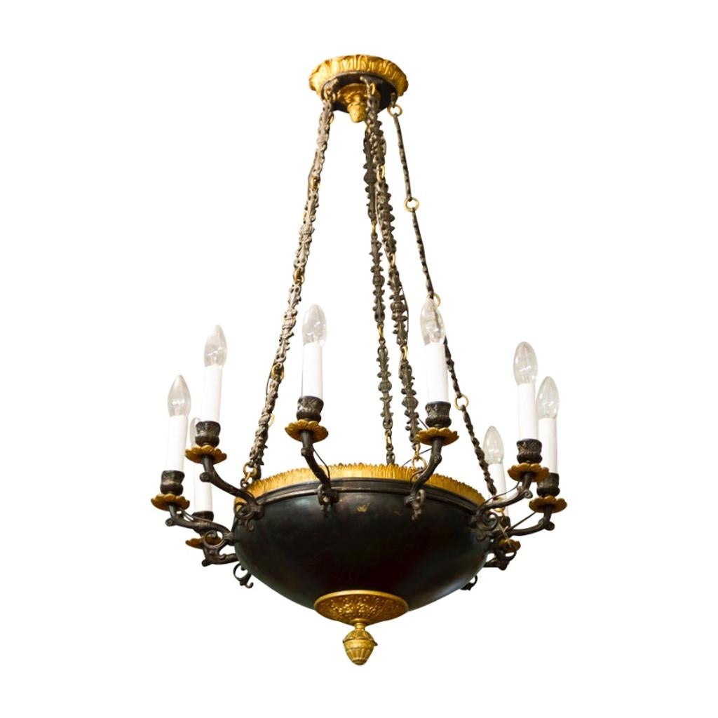 Fire-Gilded Empire Ceiling Lamp, France, 19th Century For Sale